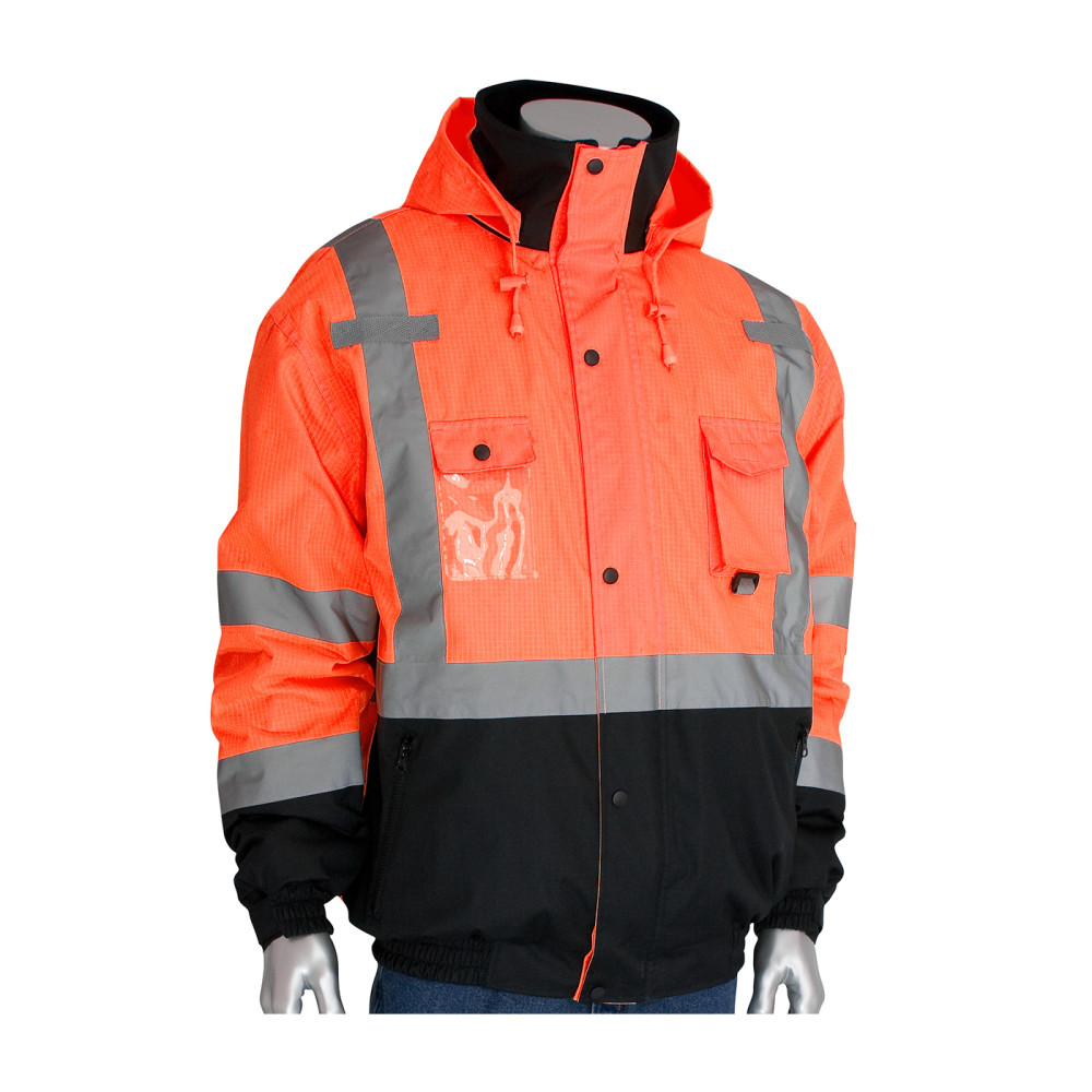 Protective Industrial Products ANSI R3 Premium Plus Bomber Jacket Hi Vis Orange Large - Mycitystee
