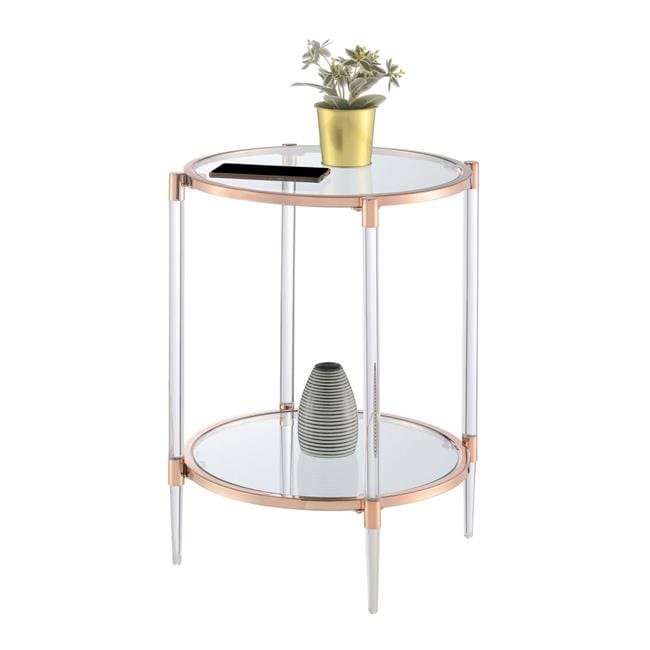Royal Crest 2 Tier Acrylic Glass End Table， Rose Gold/Glass - Mycitystee