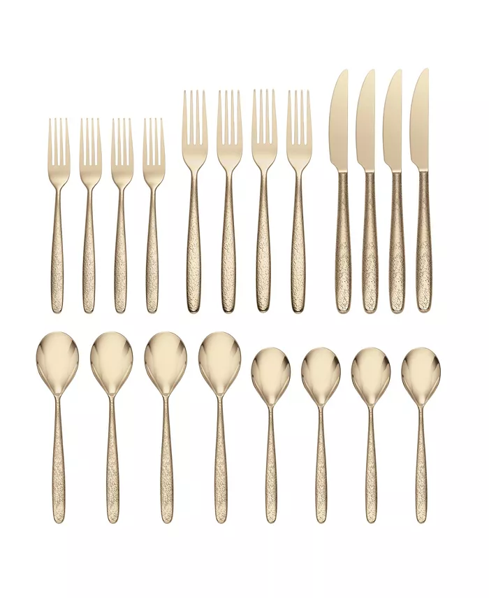 Oneida Storm Champagne 20 Piece Everyday Flatware Set， Service For 4 - Mycitystee