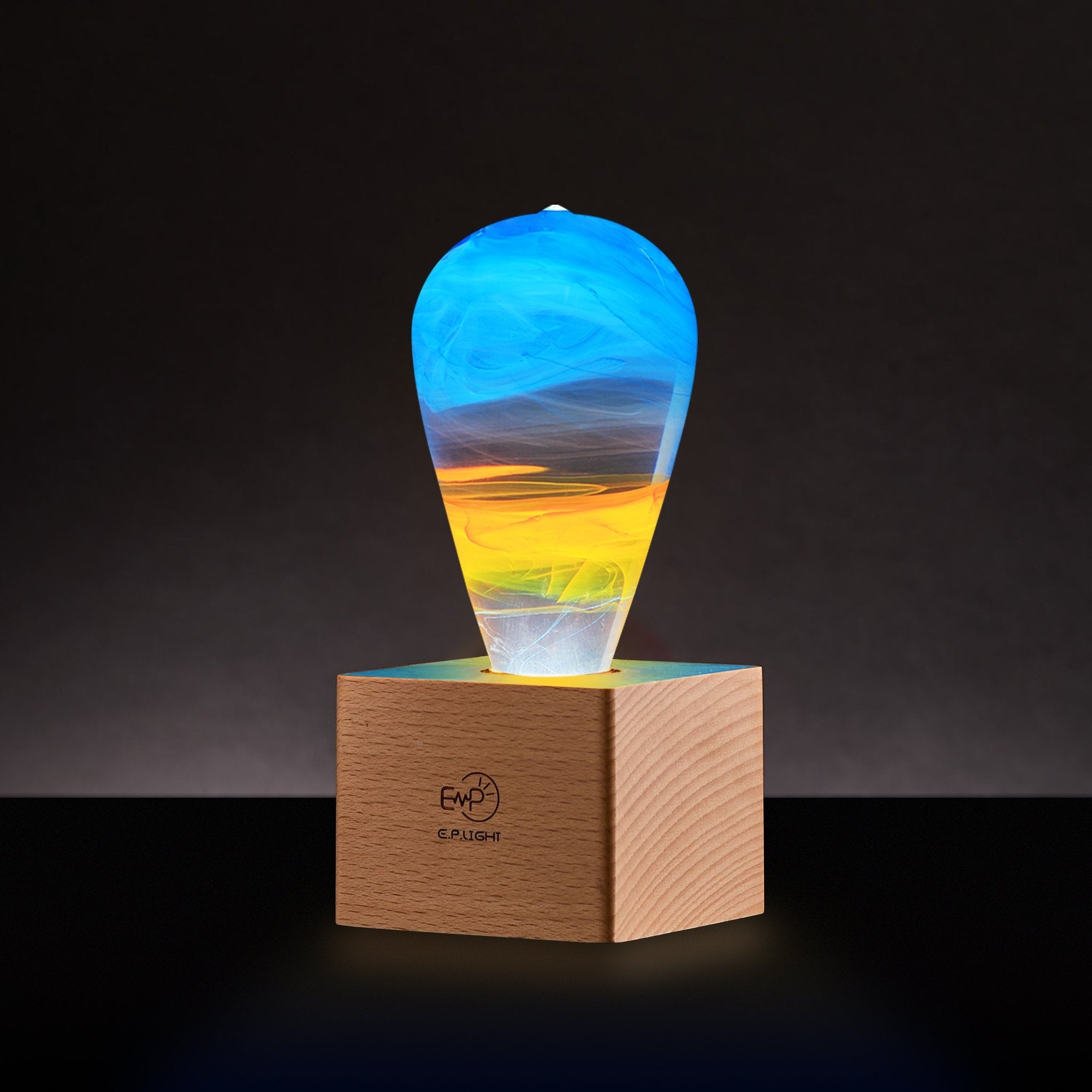 EP Light Table Lamp Resin Wood Desk Lamp - Fire - EXACT SIZE - Mycitystee