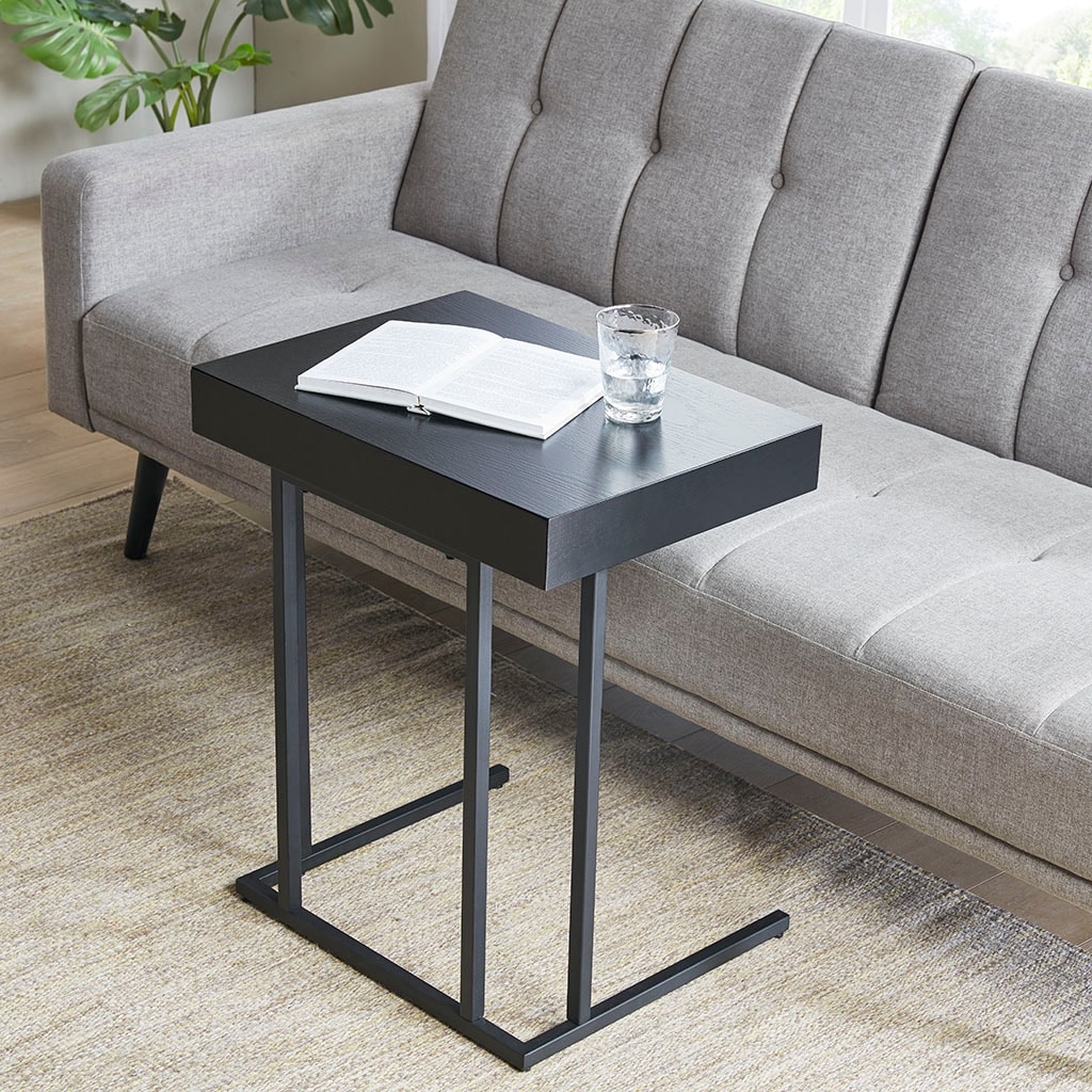 Wynn C Shape Metal Frame Pull Up Table with Drawer - Mycitystee