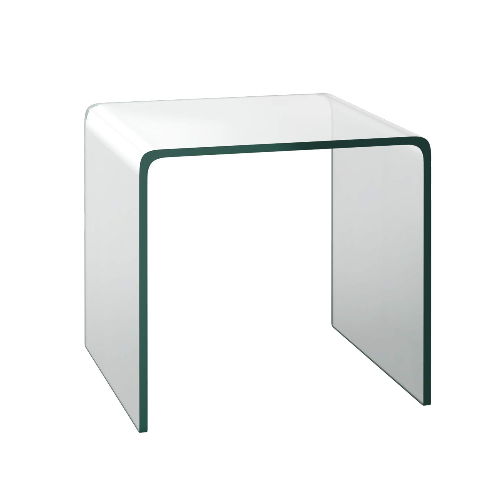 Tempered Glass End Table， Clear Sofa End Tables with Waterfall Edges and Non-Slip Pad， 18 x 18 x 16 inches， No Assembly Needed - Mycitystee