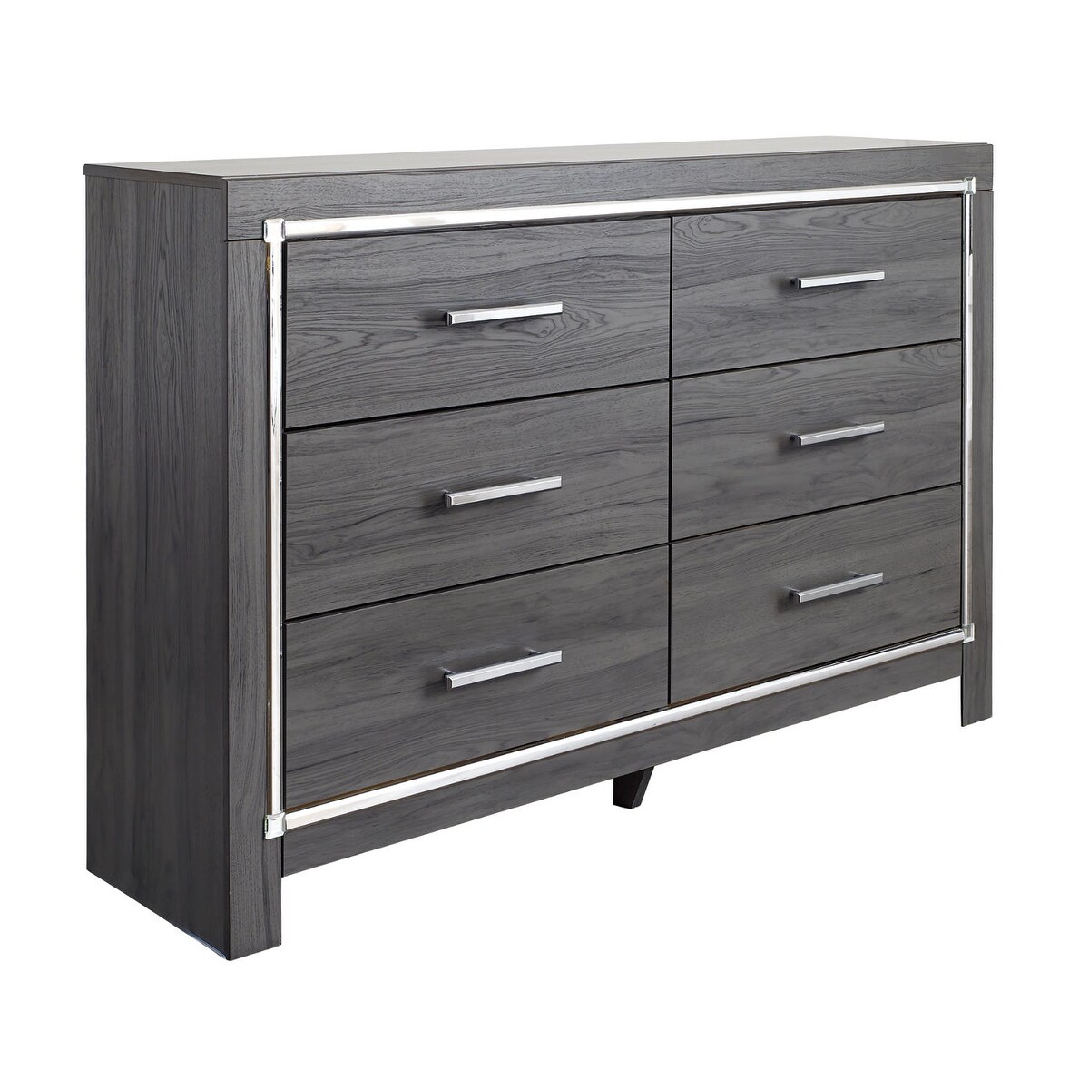 Lodanna Modern Glam Grey/ Chrome 6-drawer Dresser - - 27415548 - Mycitystee
