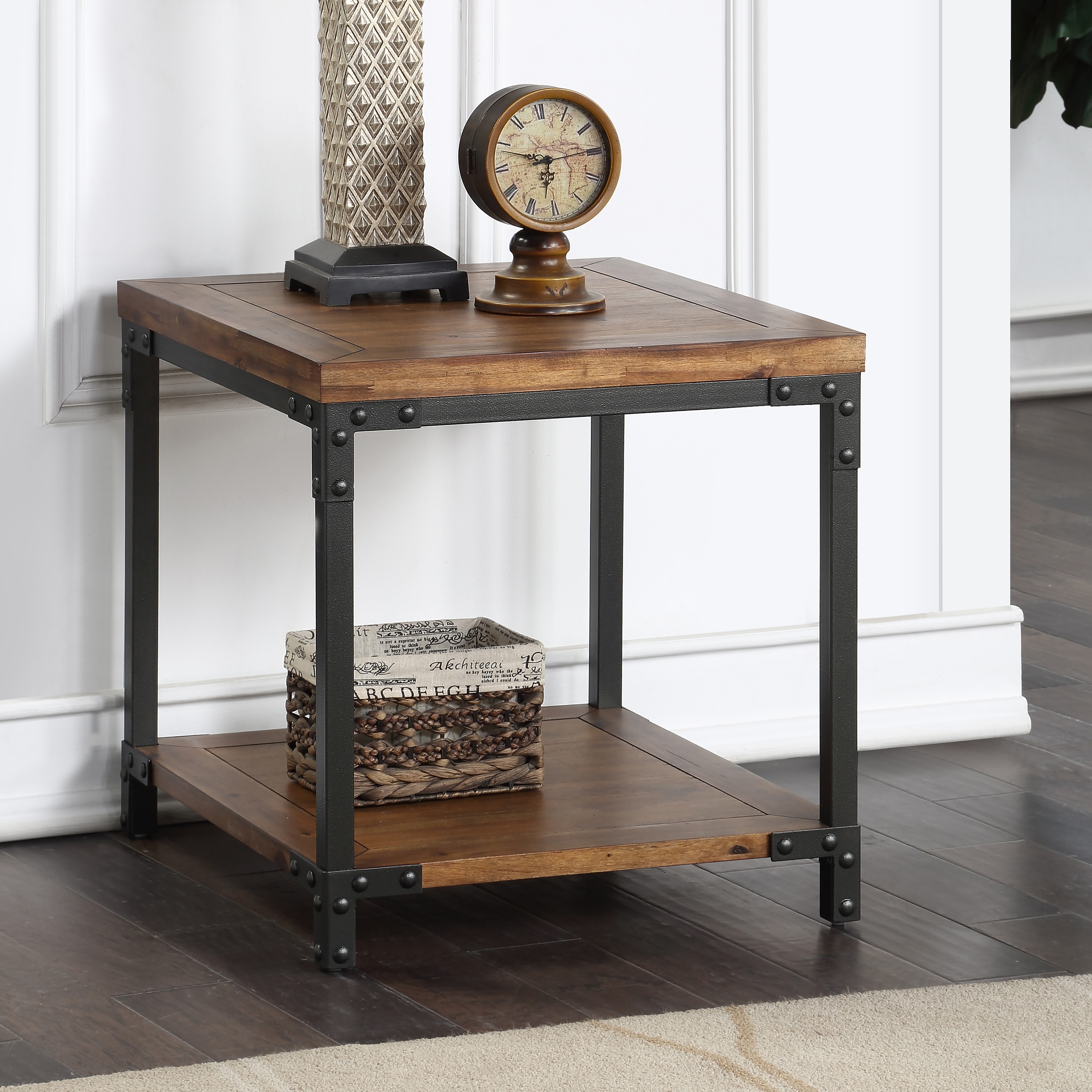 Leyburn Industrial Style Wood and Metal End Table by Greyson Living - Mycitystee