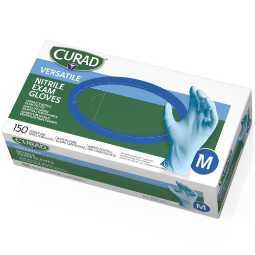 Curad Nitrile Exam Glove， Powder-Free， Medium， 150/Box (CUR9315) - Mycitystee
