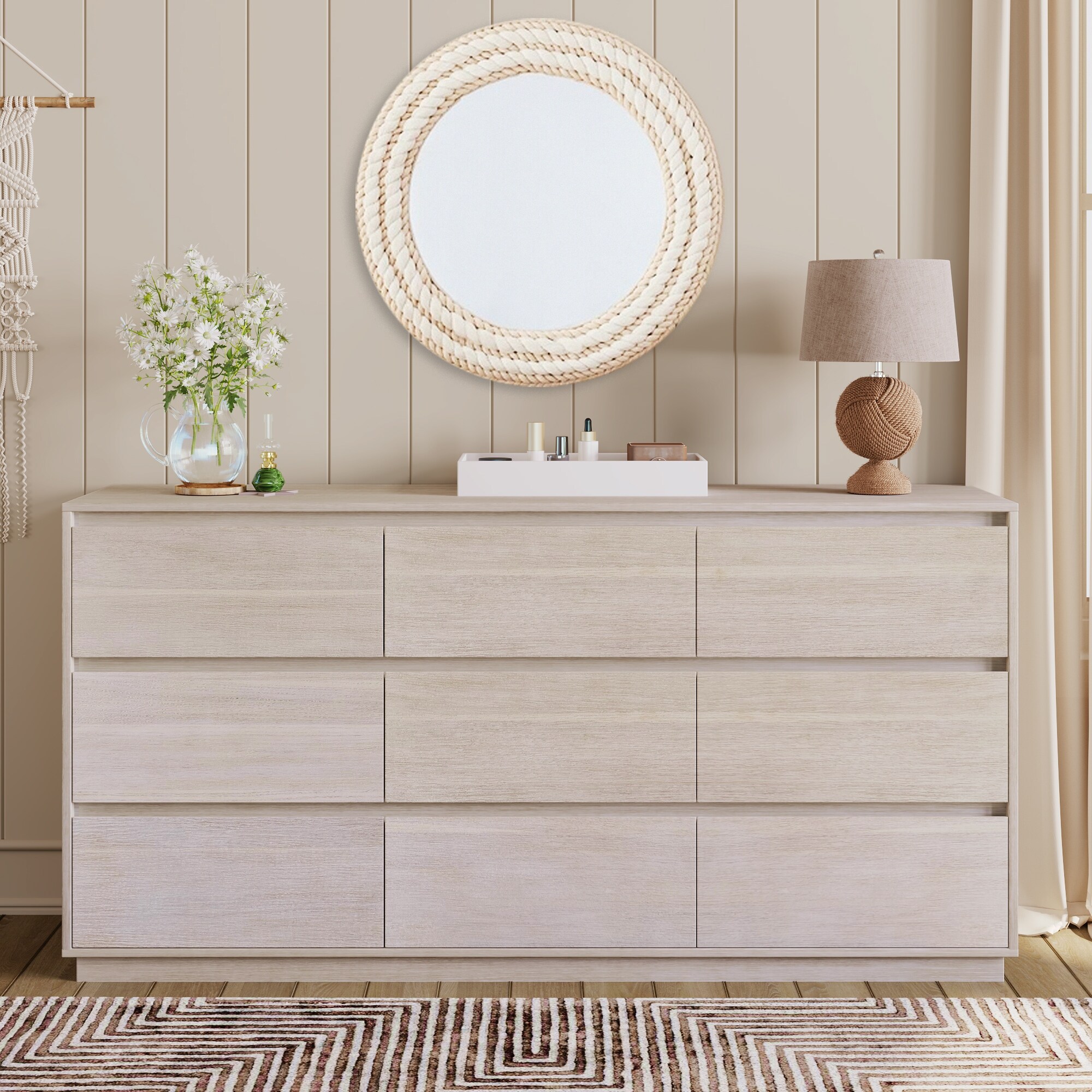9-Drawer Dresser for Bedroom and Living Room with Handle-Free Drawers and Anti-Tip Kit - - 37828412 - Mycitystee