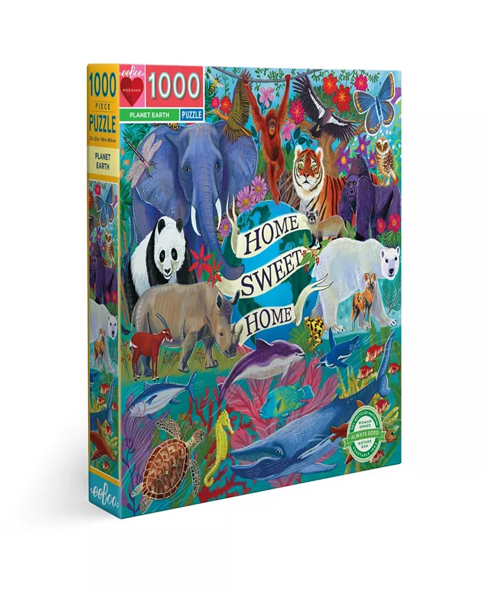 Eeboo Piece and Love Planet Earth 1000 Piece Square Adult Jigsaw Puzzle - Mycitystee