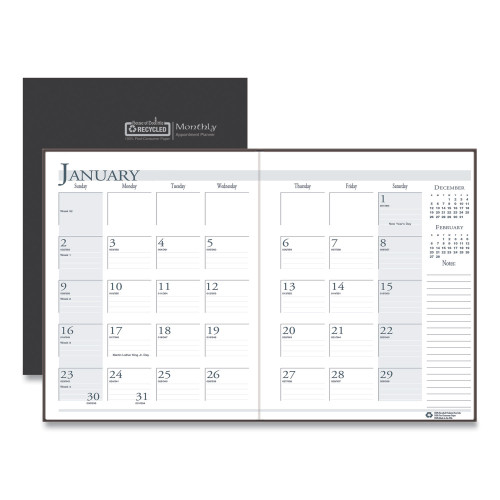 House of Doolittle Recycled Ruled Planner with Stitched Leatherette Cover， 11 x 8.5， Black， 2020-2022 (26002) - Mycitystee