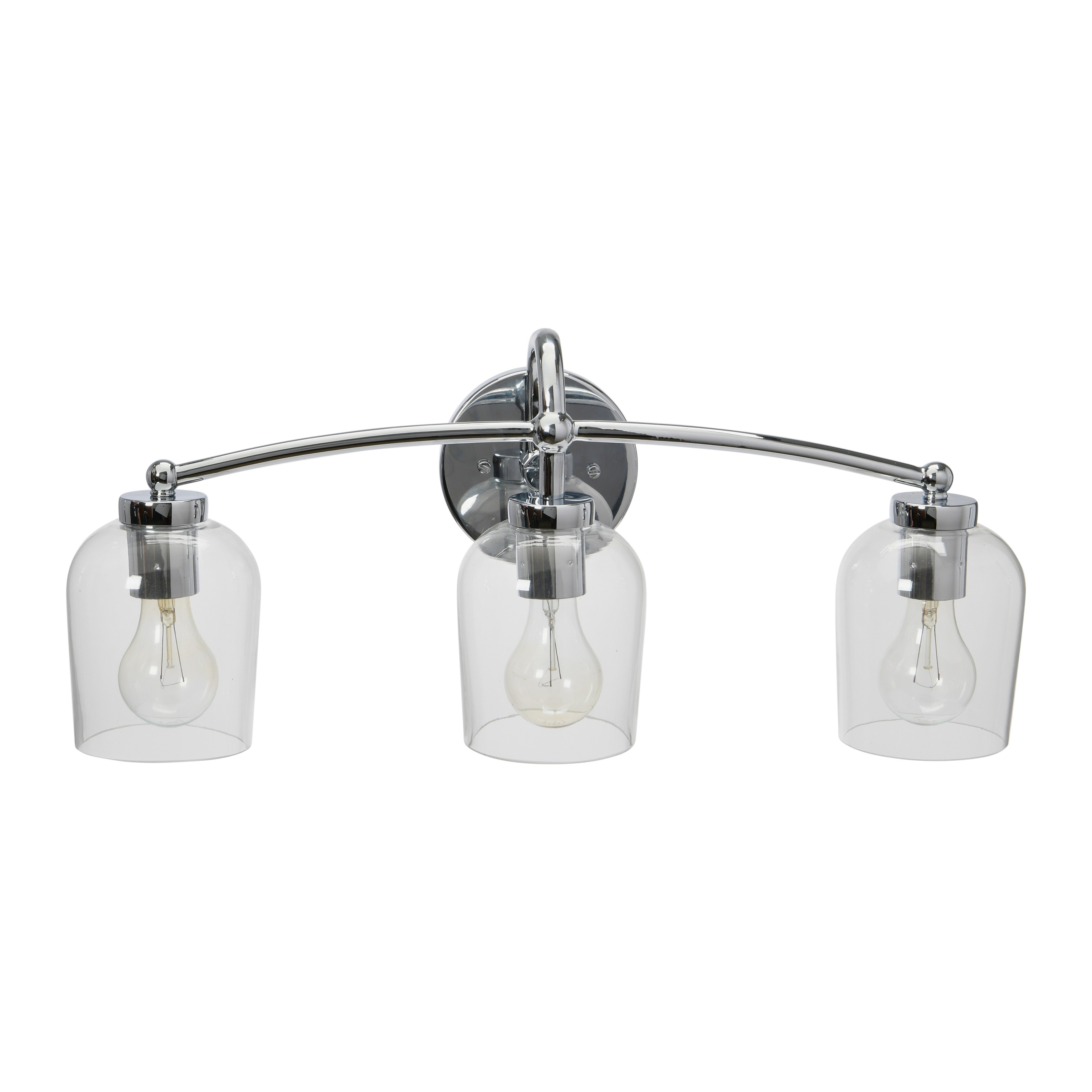 Robert Stevenson Lighting Adrian - Metal and Clear Glass 3-Light Vanity Light - Mycitystee