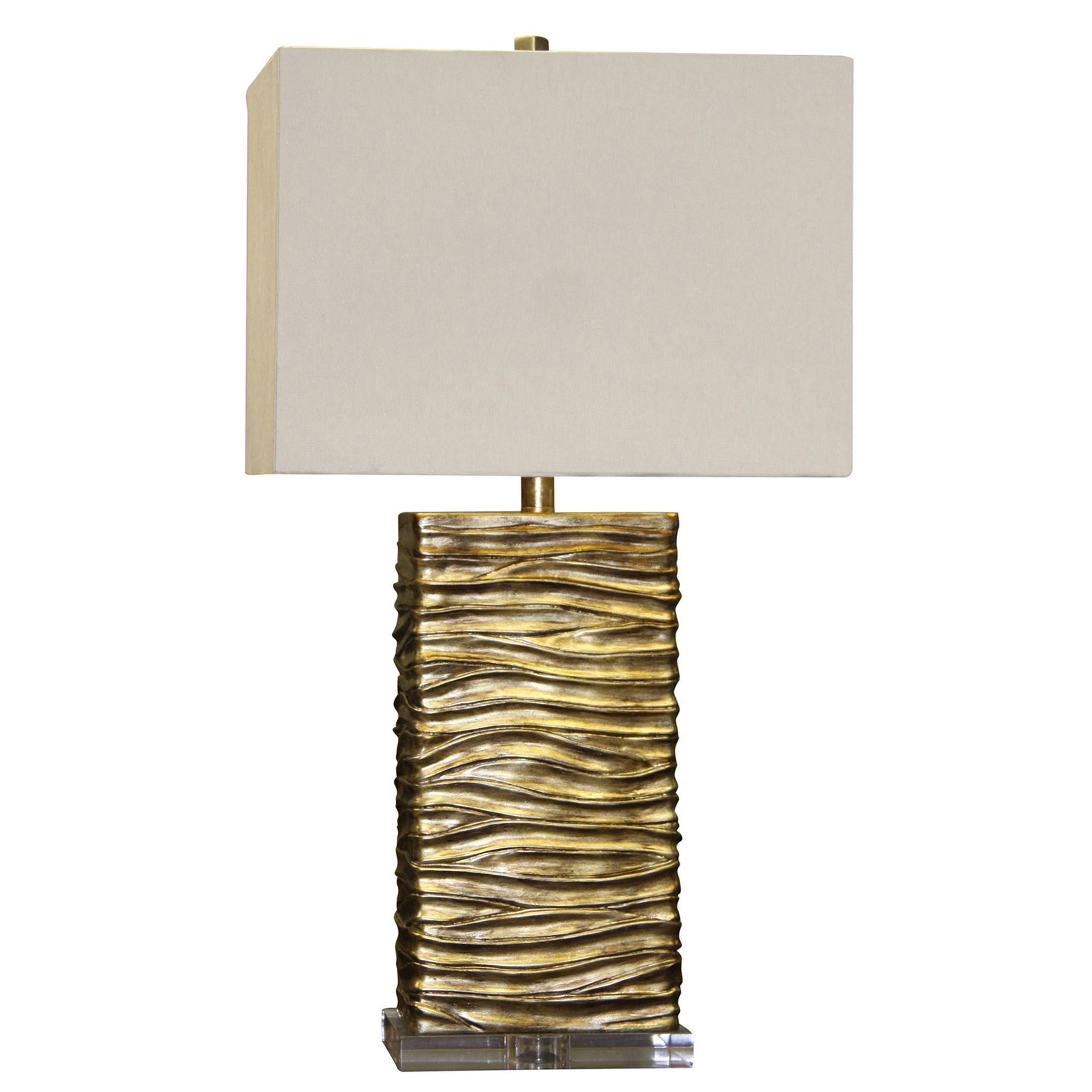 StyleCraft Jane Seymour Chateau Gold Table Lamp - White Hardback Fabric Shade - Mycitystee