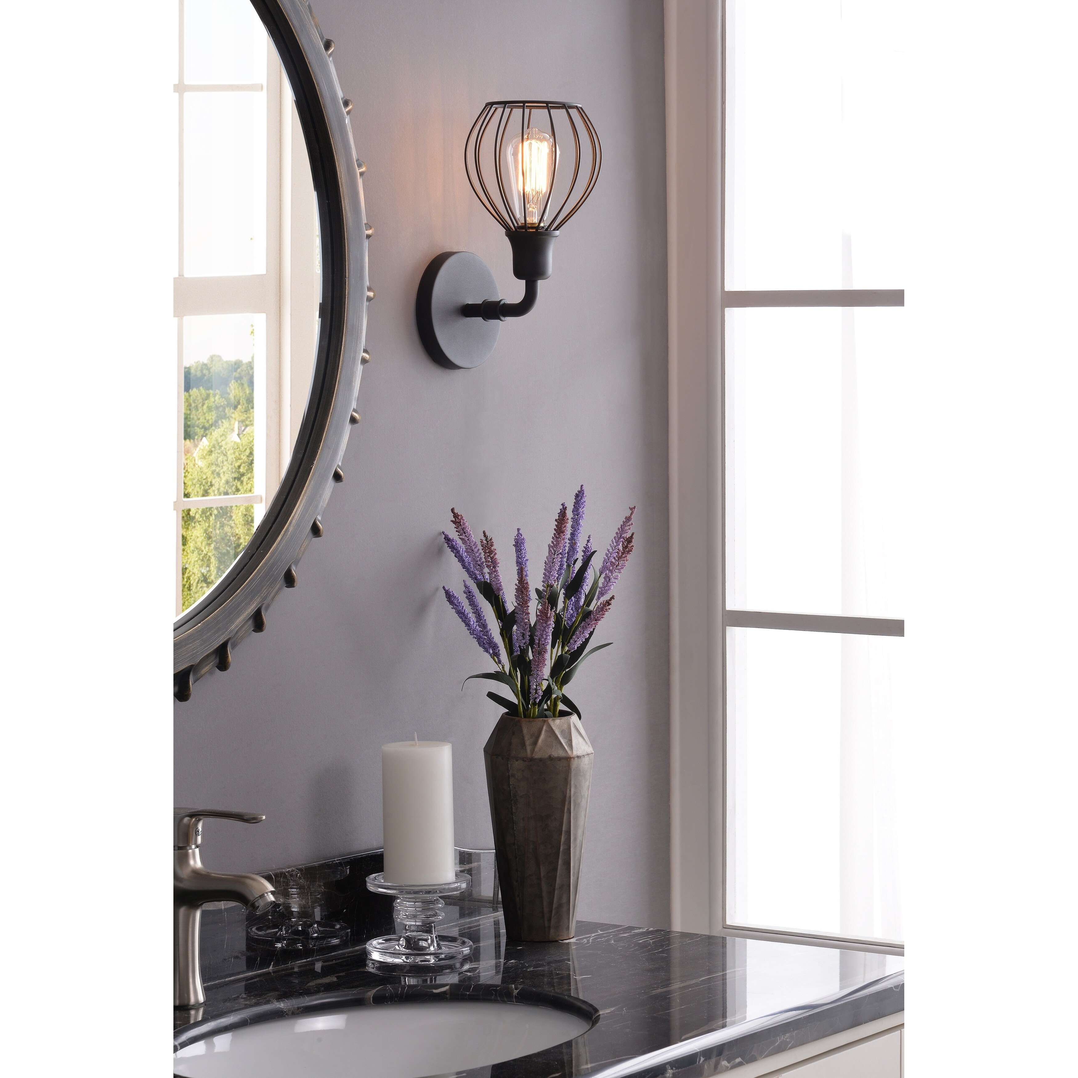 Amelia Black Finish 1 Light Sconce - Mycitystee
