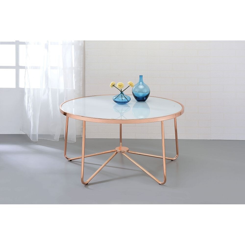 Topcraft Round Glass Coffee Table Rose Gold and Frosted - Mycitystee