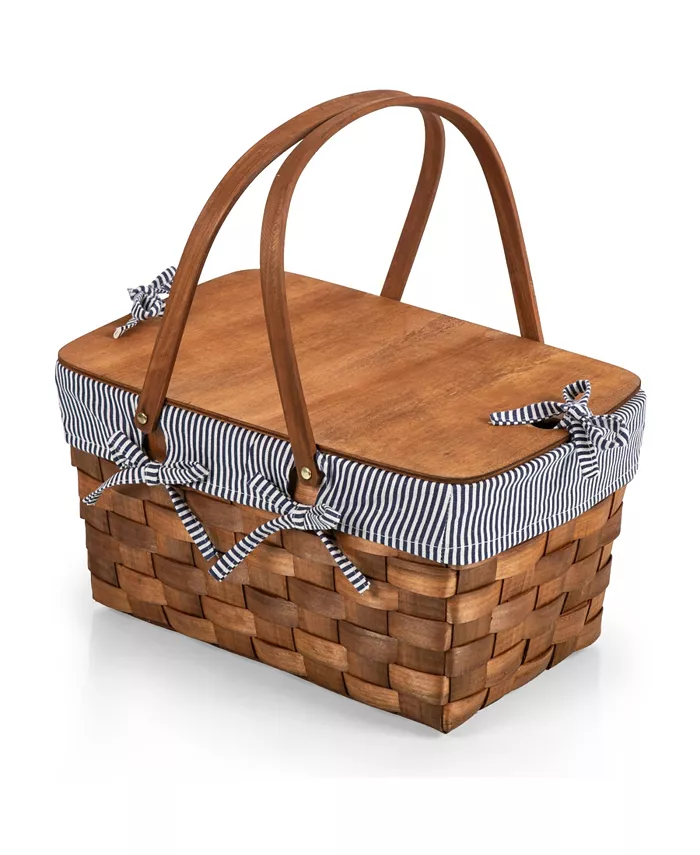 Picnic Time Kansas Handwoven Wood Picnic Basket - Mycitystee