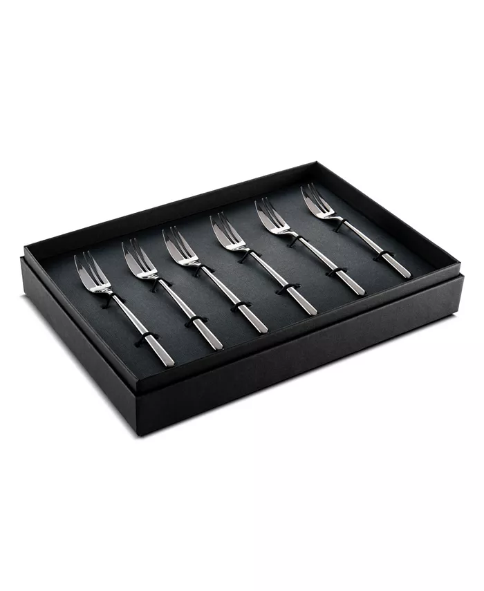 Mepra Due Ice Oro Nero Gift Boxed Cake Forks Flatware Set， 6 Piece - Mycitystee