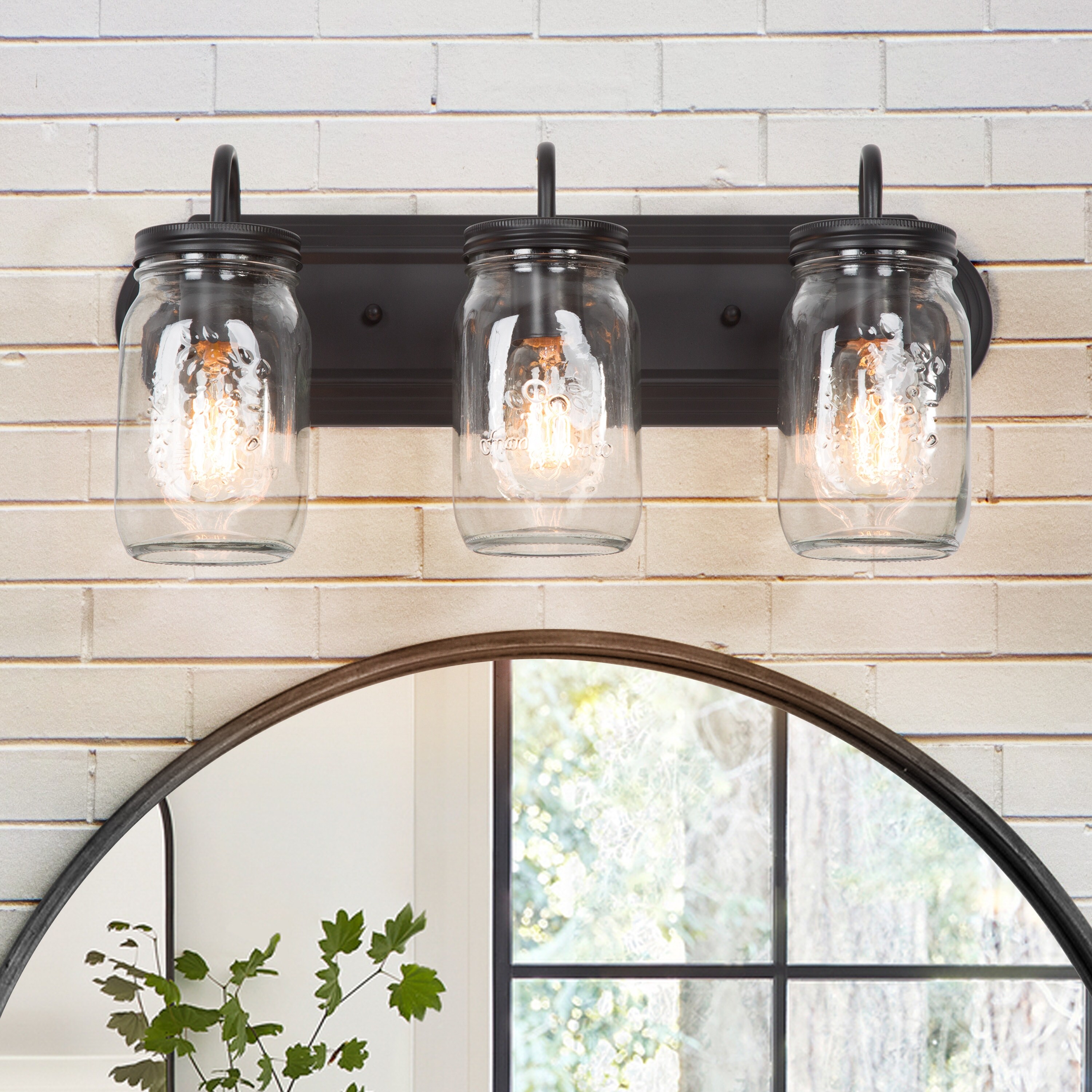 Farmhouse 3-Light Glass Bathroom Vanity Lights Wall Sconces - W19.25