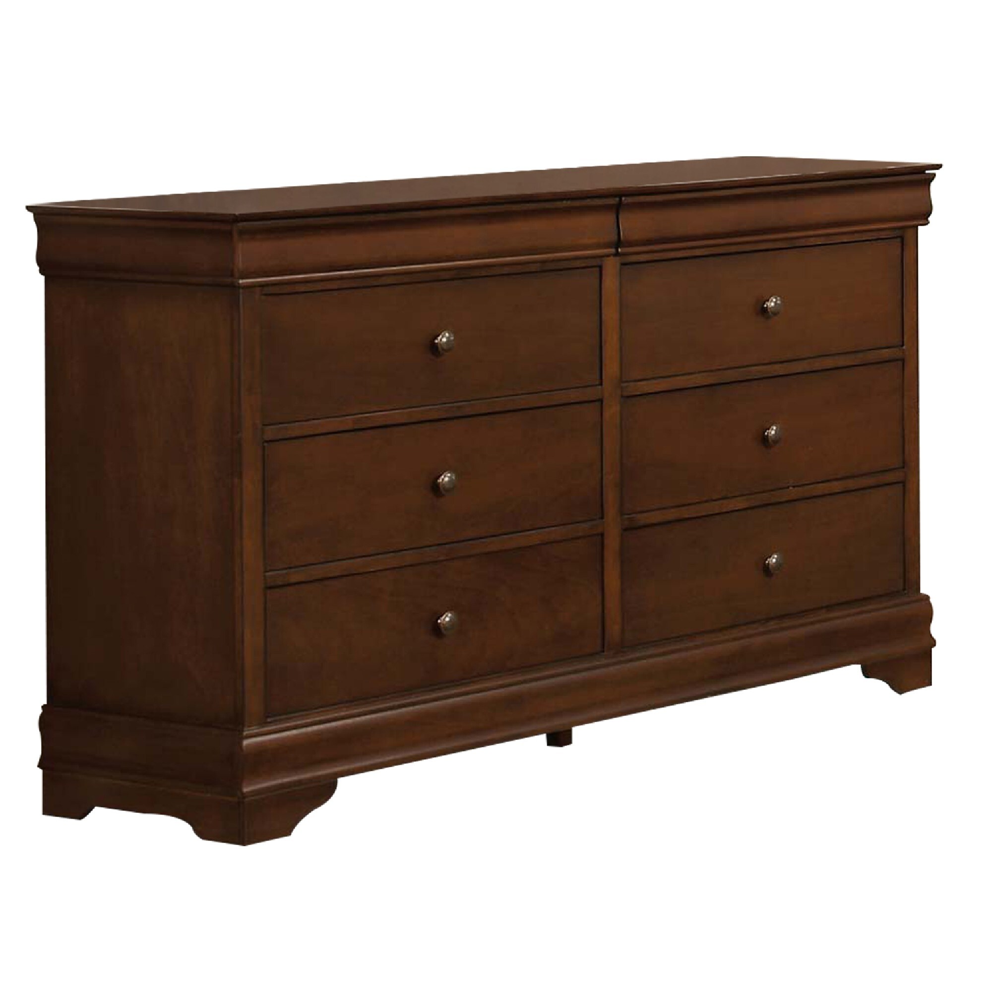 Wooden Dresser With 6 Drawers In Cherry Brown - - 23486007 - Mycitystee