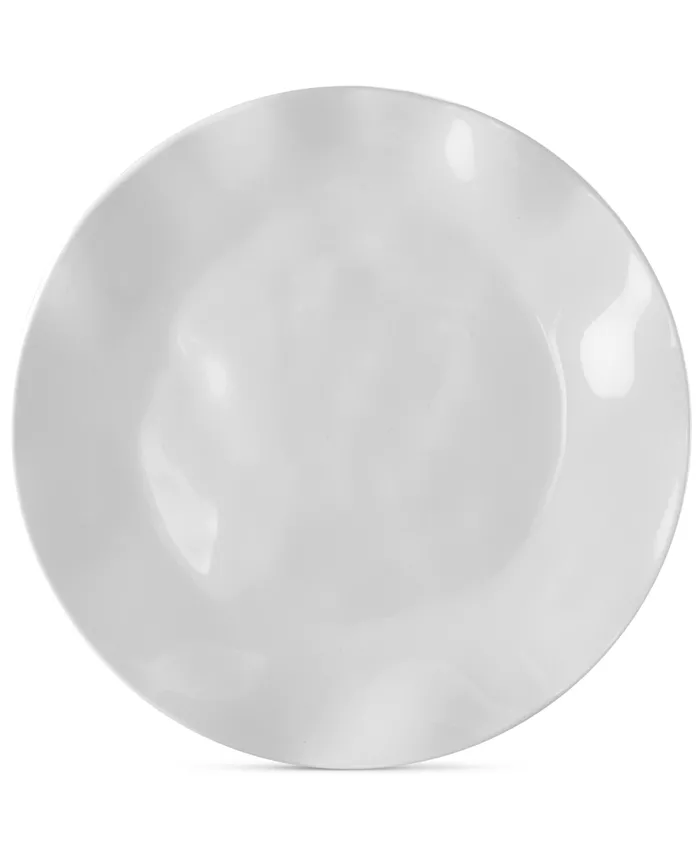 Q Squared Ruffle White Melamine Dinner Plates， Set of 4 - Mycitystee