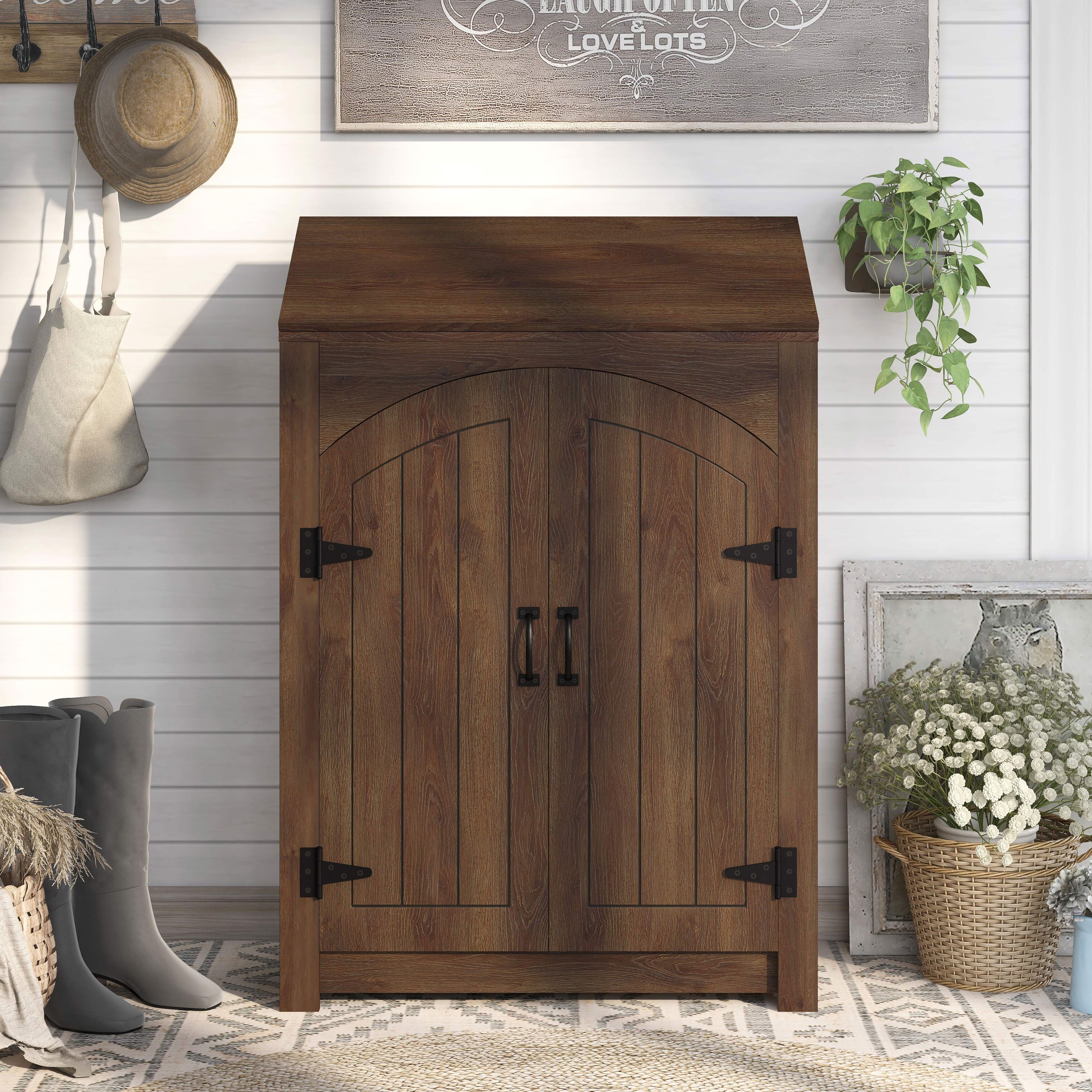 DH BASIC Jody Adjustable 4-Shelf Double-Door Shoe Cabinet with Lift-top Storage by Denhour - - 34660993 - Mycitystee