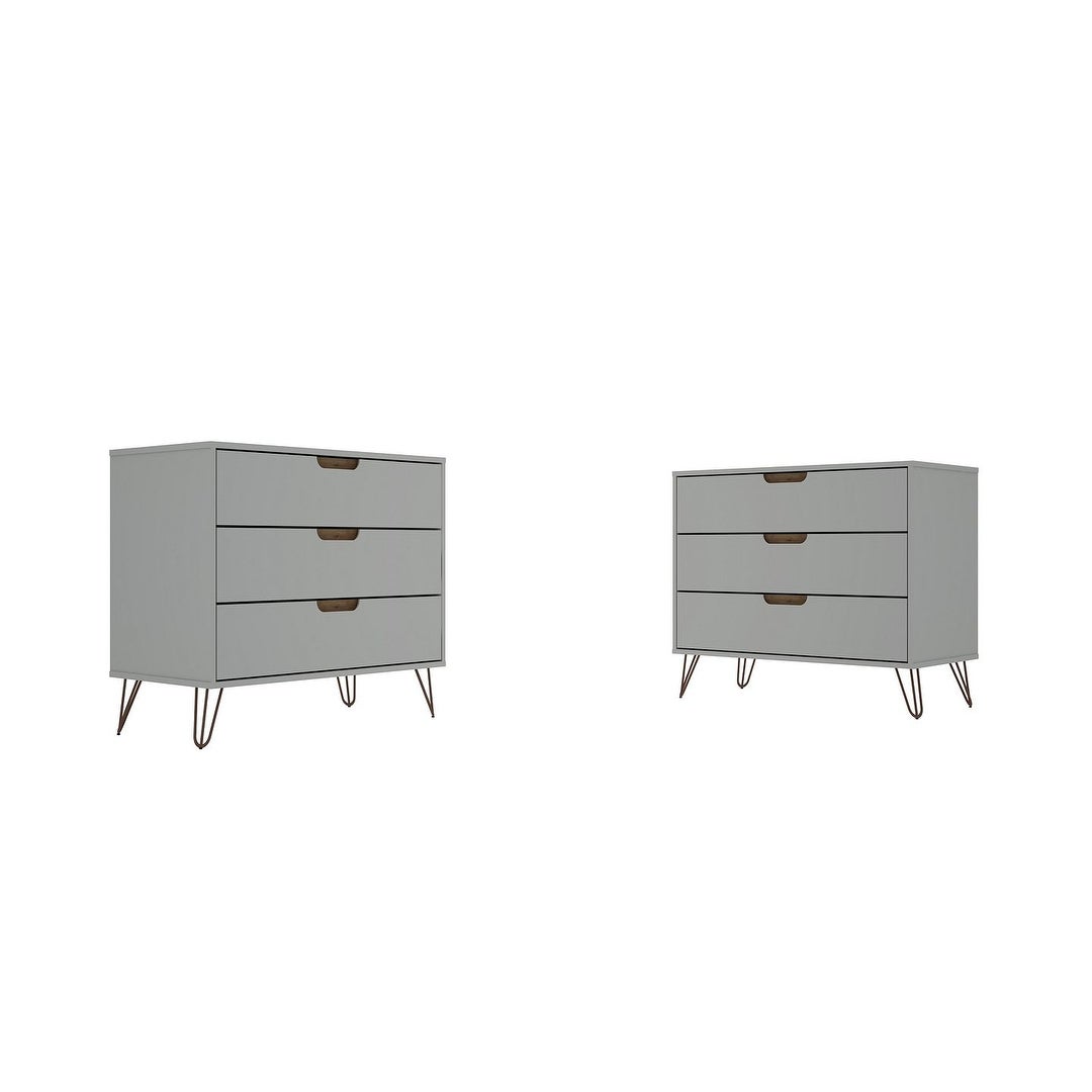 Manhattan Comfort Rockefeller 3-Drawer Dresser (Set of 2) - - 33366809 - Mycitystee