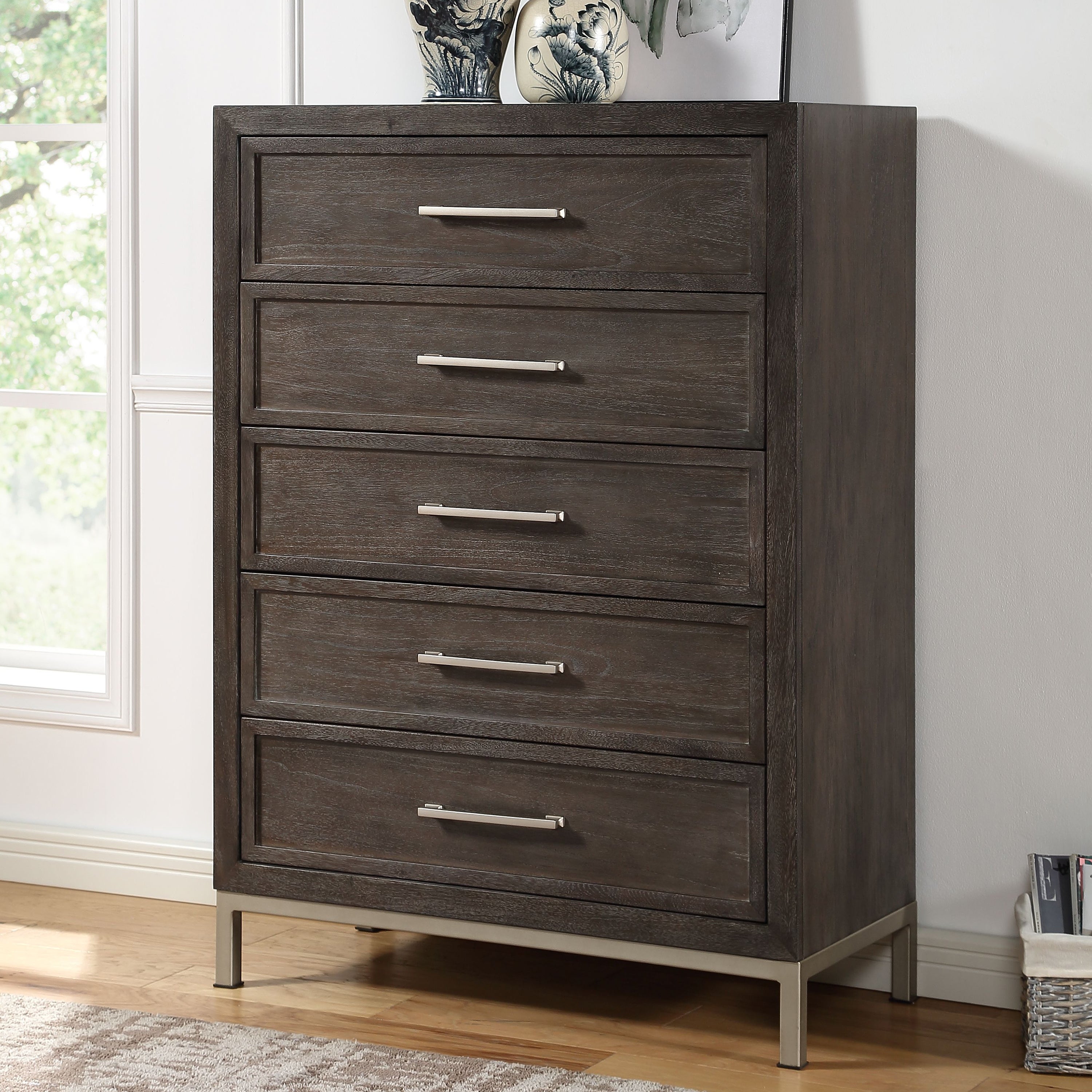Strick and Bolton Bremond Walnut 5-drawer Chest - - 31137483 - Mycitystee