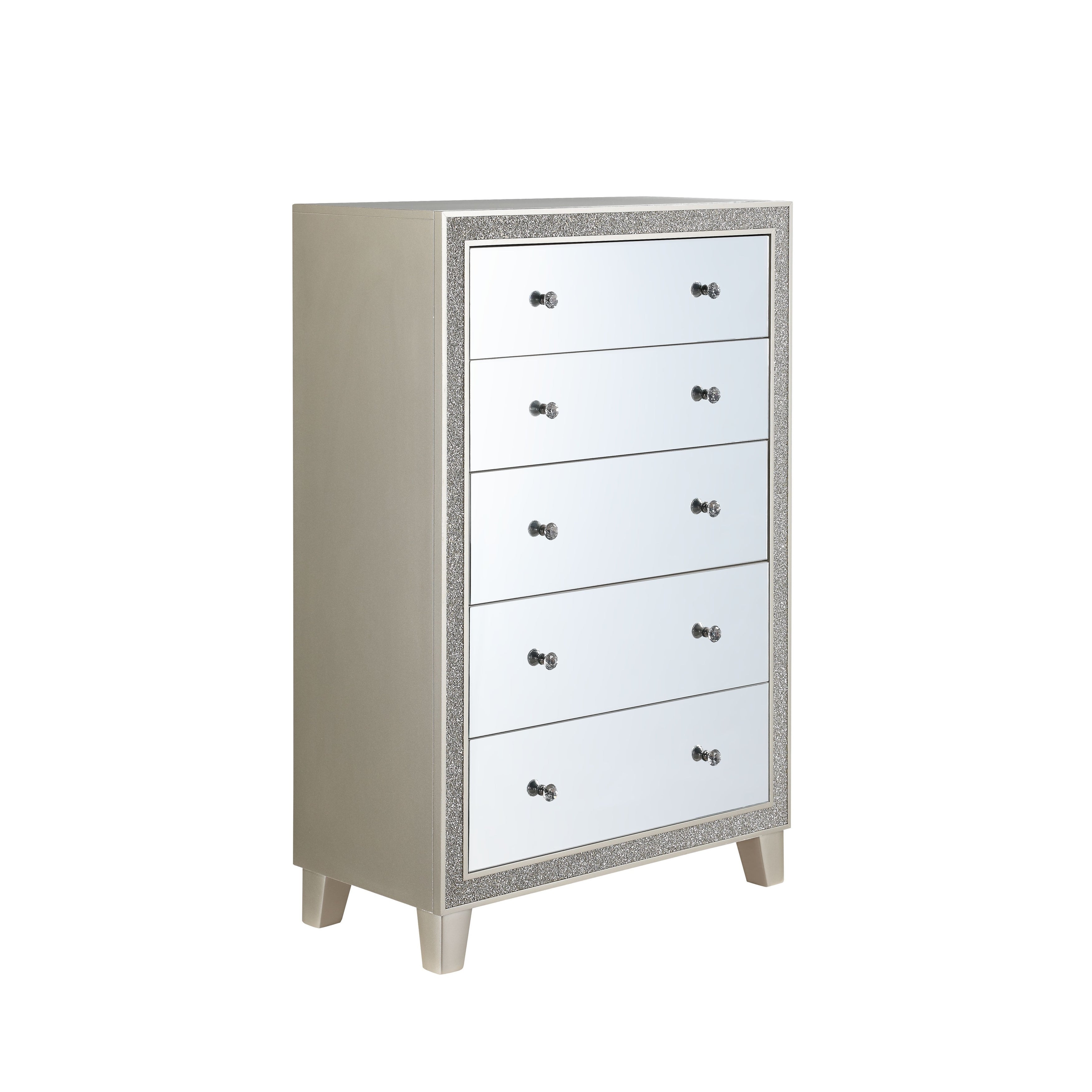 Global Pronex Wooden Chest with 5 Drawers in Mirrored and Champagne Finish - - 35478763 - Mycitystee