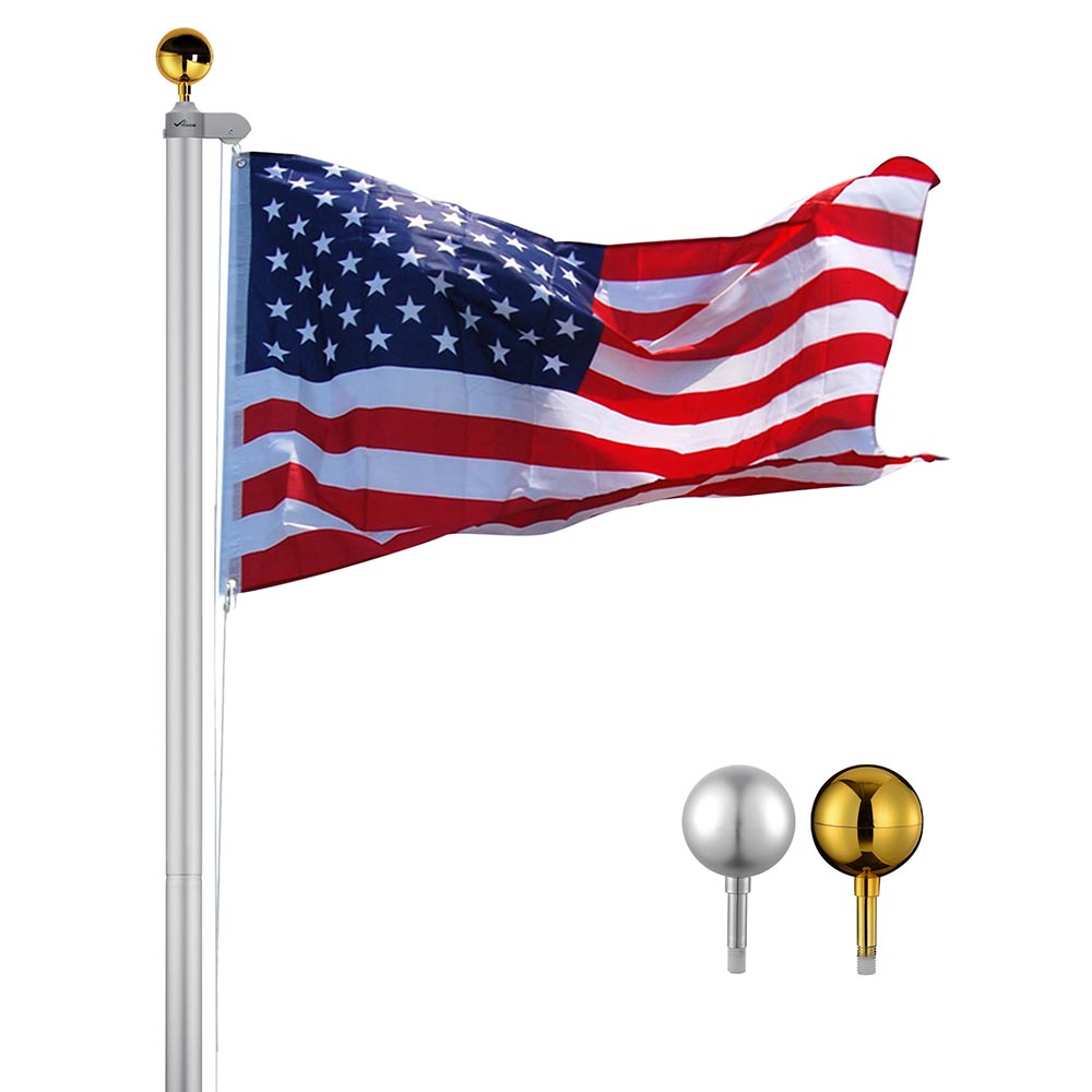 25 ft Aluminum Sectional Flagpole Kit with American FlagSilver - Mycitystee