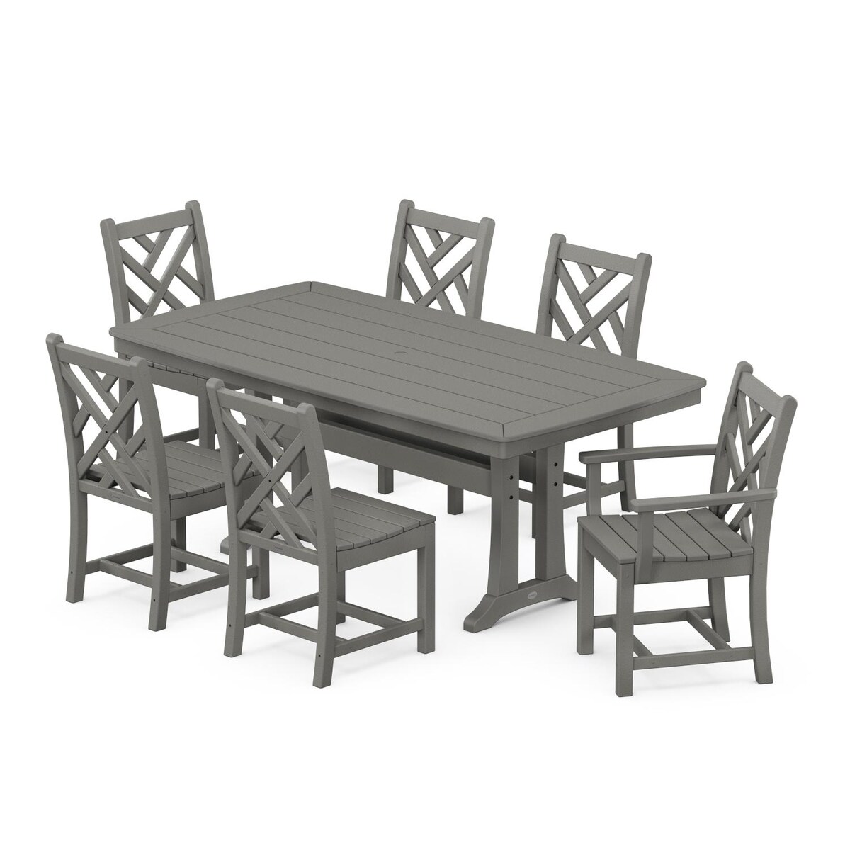 POLYWOOD Chippendale 7-Piece Nautical Trestle Dining Set - Mycitystee