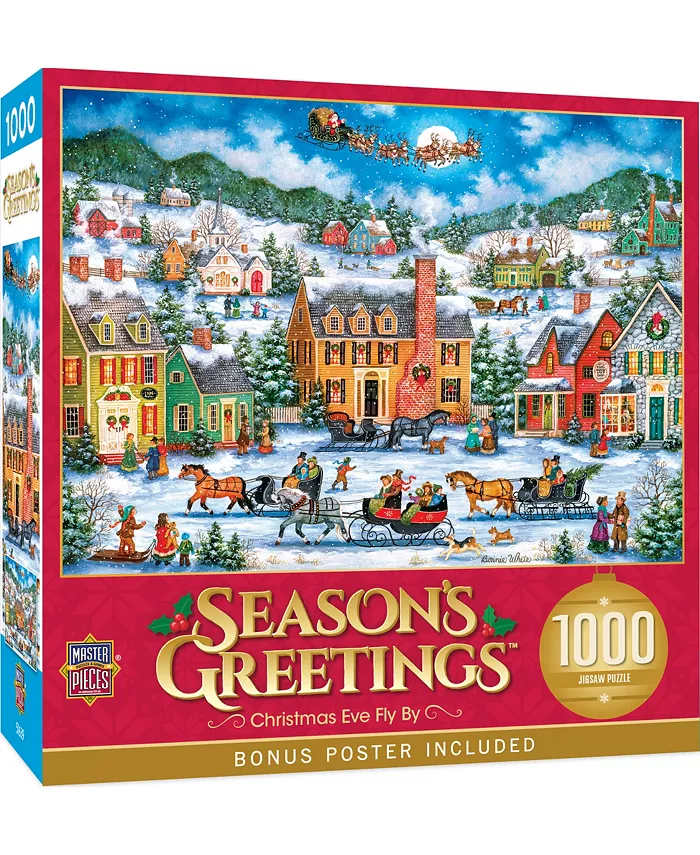 MasterPieces Puzzles MasterPieces 1000 Piece Jigsaw Puzzle - Christmas Eve Fly By - Mycitystee