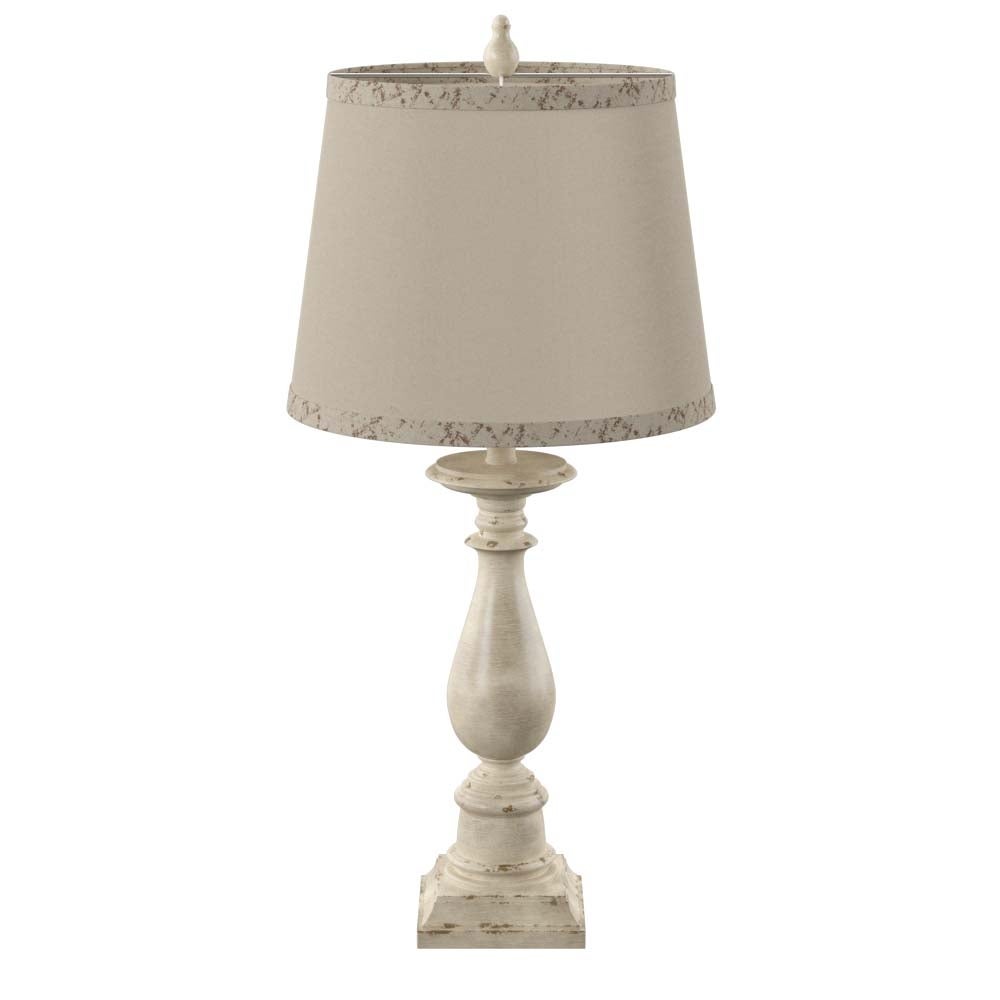 StyleCraft Mackinaw Distressed Green Table Lamp - Off-White Hardback Fabric Shade - Mycitystee