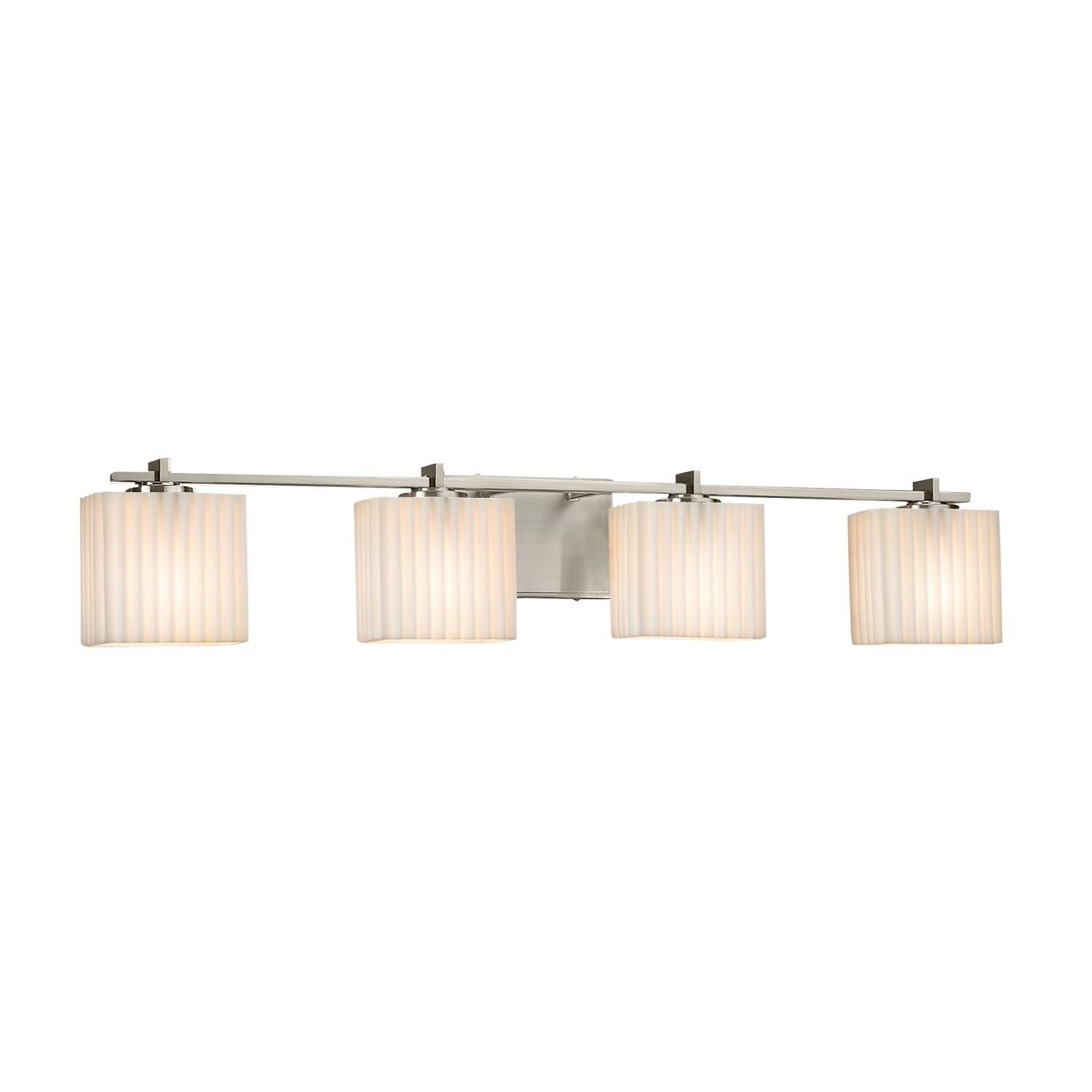 Justice Design Porcelina Era 4-light Brushed Nickel Bath Bar， Pleats Rectangle Shade - Mycitystee