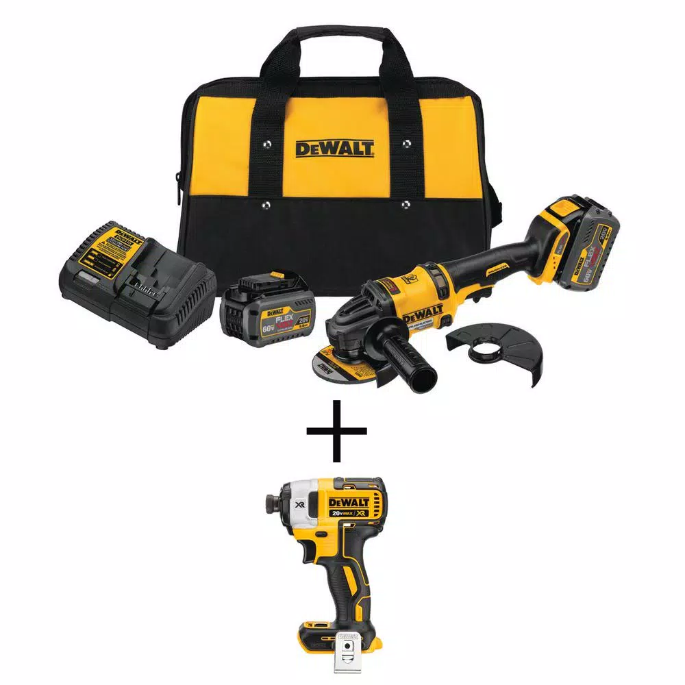 DEWALT FLEXVOLT 60-Volt MAX Cordless Brushless 4-1/2 in. Angle Grinder， (2) FLEXVOLT 6.0Ah Batteries and 1/4 in. Impact Driver and#8211; XDC Depot - Mycitystee