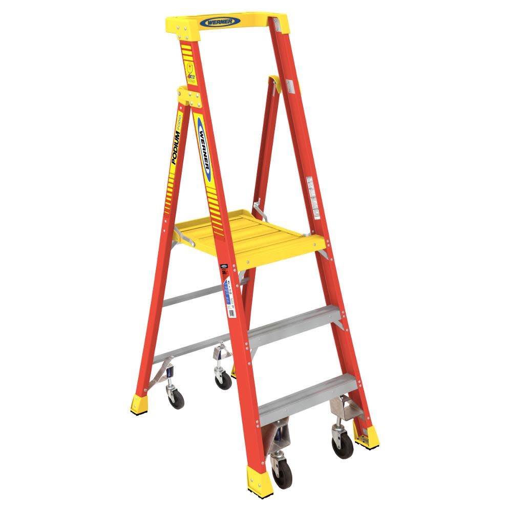 Podium 3-ft Fiberglass 300-lb Type IA Platform Ladder - Mycitystee