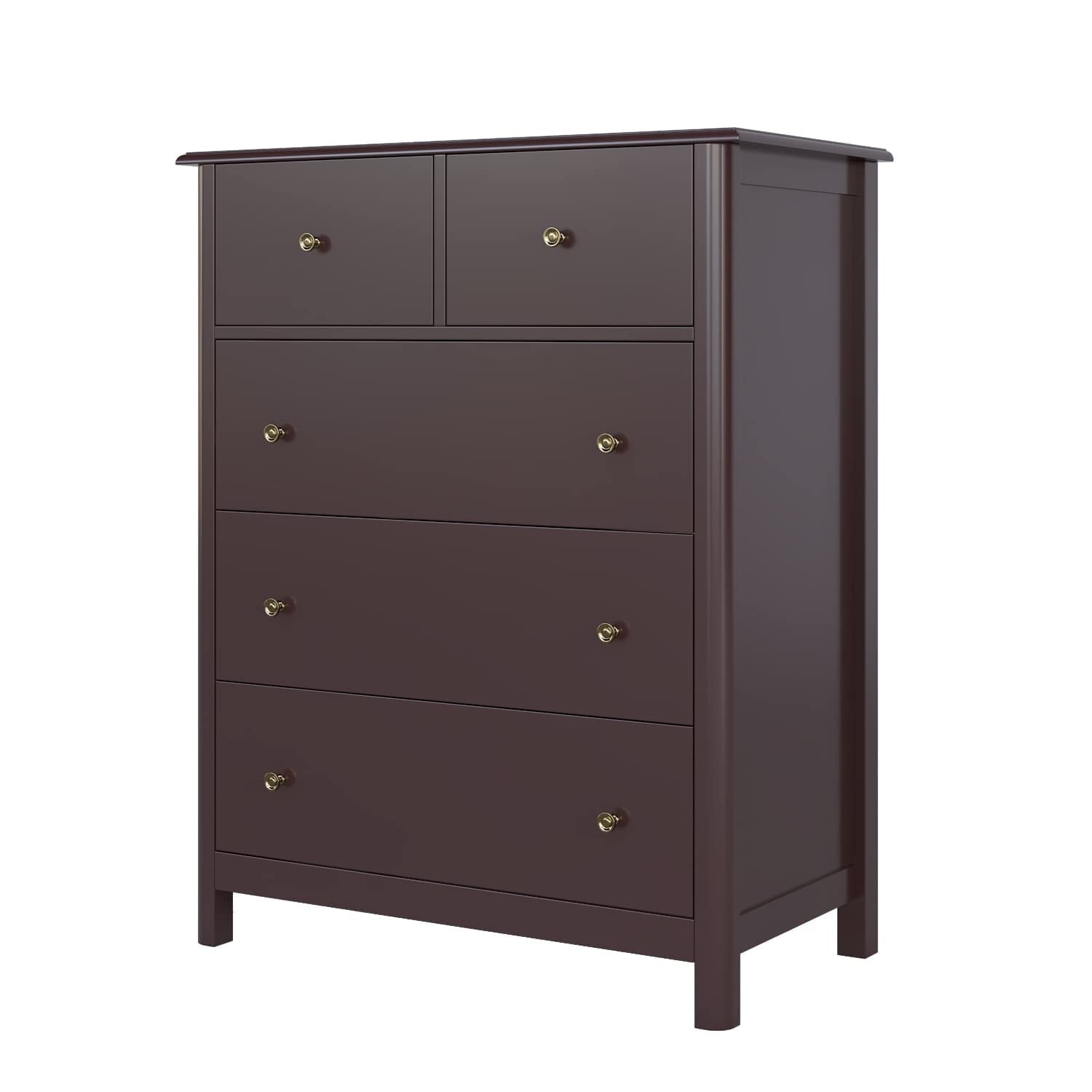 Drawer Chest， 5 Dresser Chest of Drawers， Clothes Storage Cabinet Nightstand with Drawers， Modern Dresser for Bedroom， - - 37668340 - Mycitystee