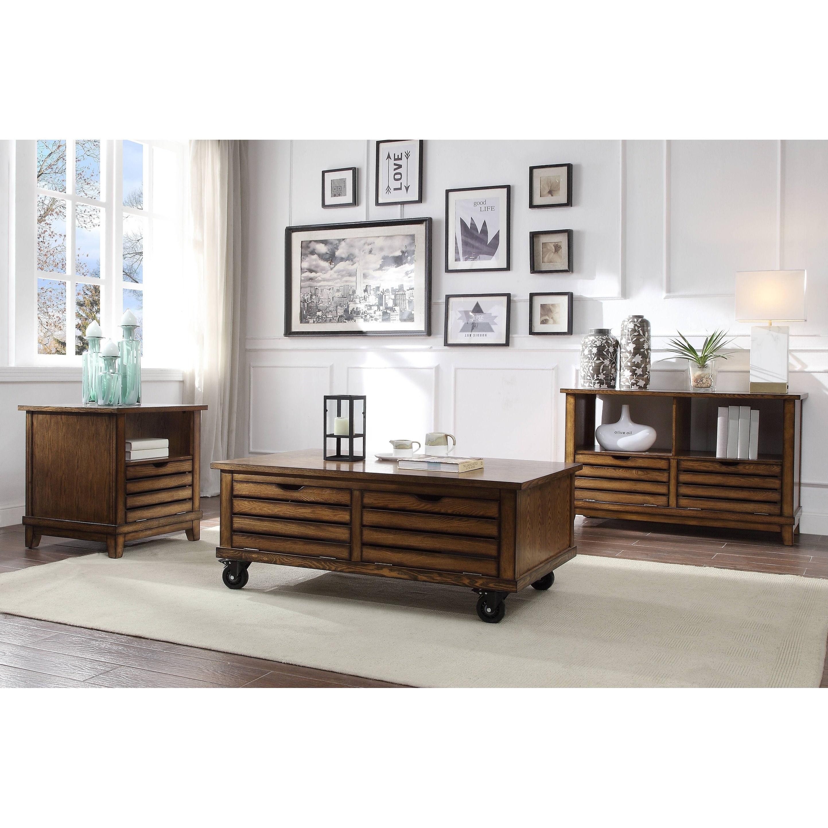 ACME Gabriella End Table in Oak - Mycitystee