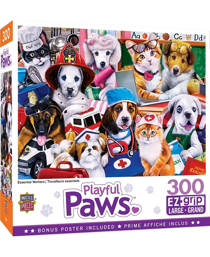 MasterPieces Puzzles Playful Paws - Essential Workers 300 Piece Adult Jigsaw Puzzle - Mycitystee