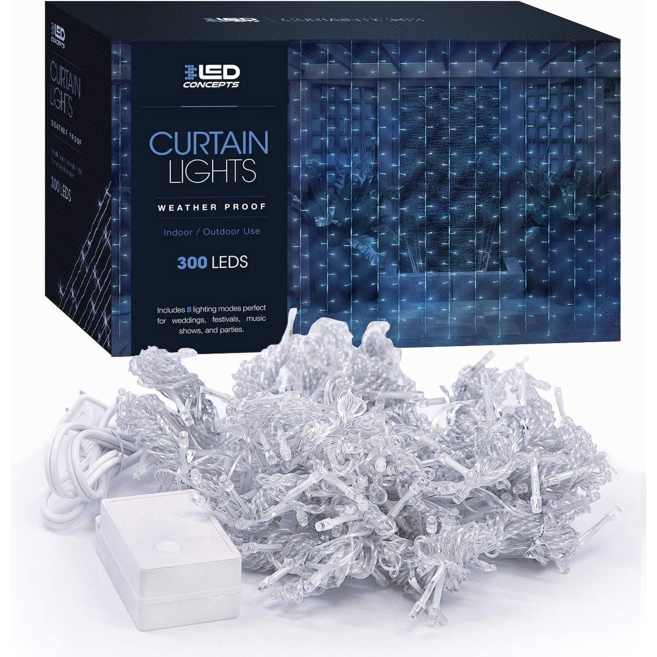 LED Concepts Curtain String Icicle Fairy Lights - 300 LED White Shopping - The Best Deals on String Lights | 40871150 - Mycitystee