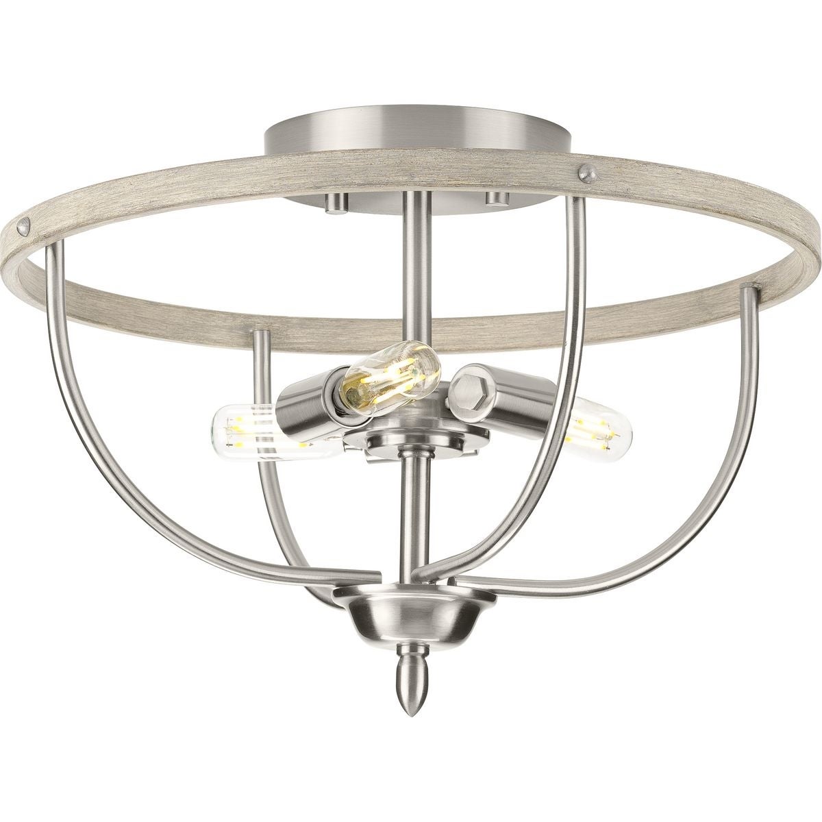 Vinings Collection 3-Light Brushed Nickel Coastal Foyer Pendant Light - 14 in x 9.75 in x 9.75 in - Mycitystee