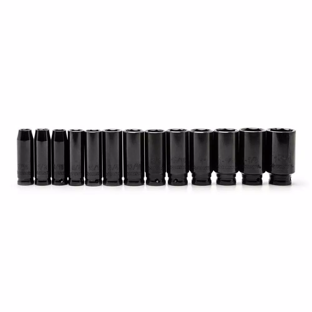 Husky 1/2 in. Drive SAE Deep Impact Socket Set (13-Piece) and#8211; XDC Depot - Mycitystee