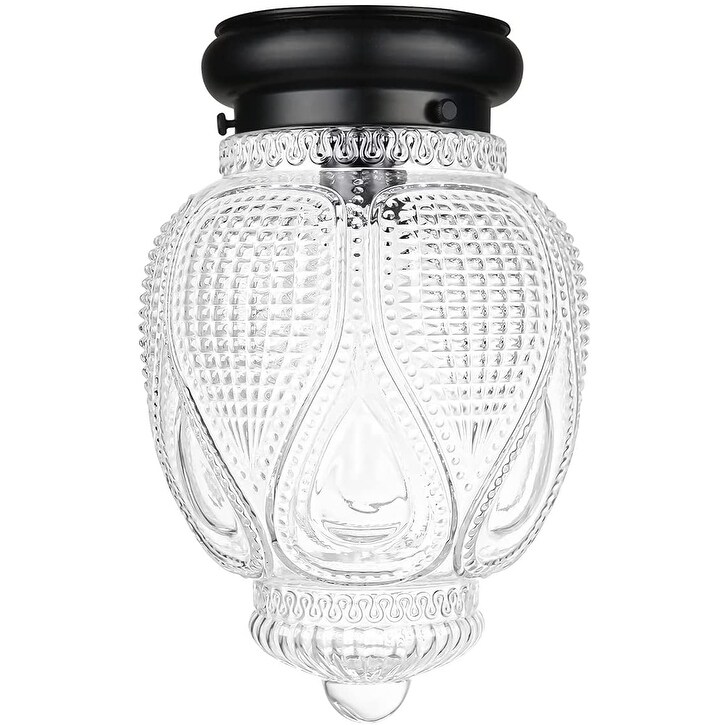 Black Semi Flush Mount Ceiling Light Fixture Farmhouse Glass Close to Ceiling Lighting - Mycitystee