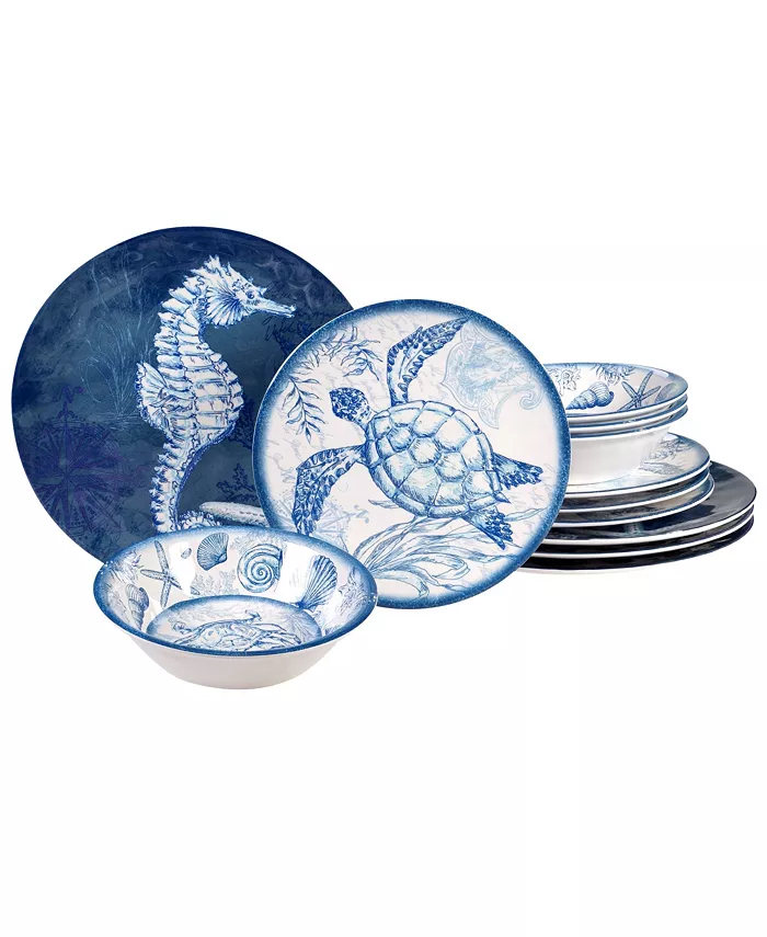 Certified International Oceanic Melamine 12-Pc. Dinnerware Set - Mycitystee