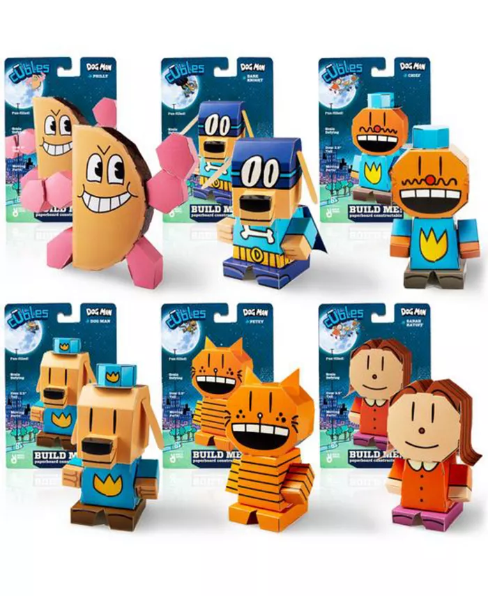 Cubles Dog Man Series 6-Pack Birthday and Education Activities Mixed CharactersBuild Your Own 3D Product FiguresA Sturdy No Glue No Scissors Act - Mycitystee