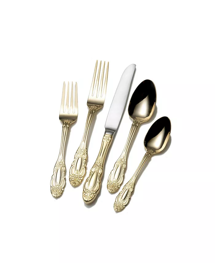 Sasaki Wallace Duchess Gold 65 Piece Flatware Set - Mycitystee