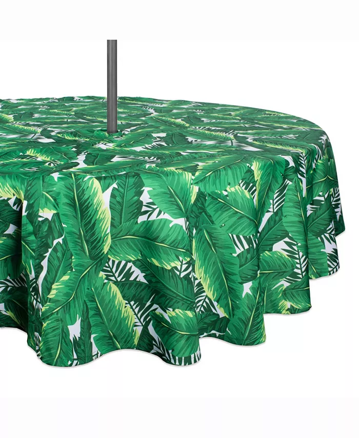Design Imports Banana Leaf Outdoor Table cloth with Zipper 52