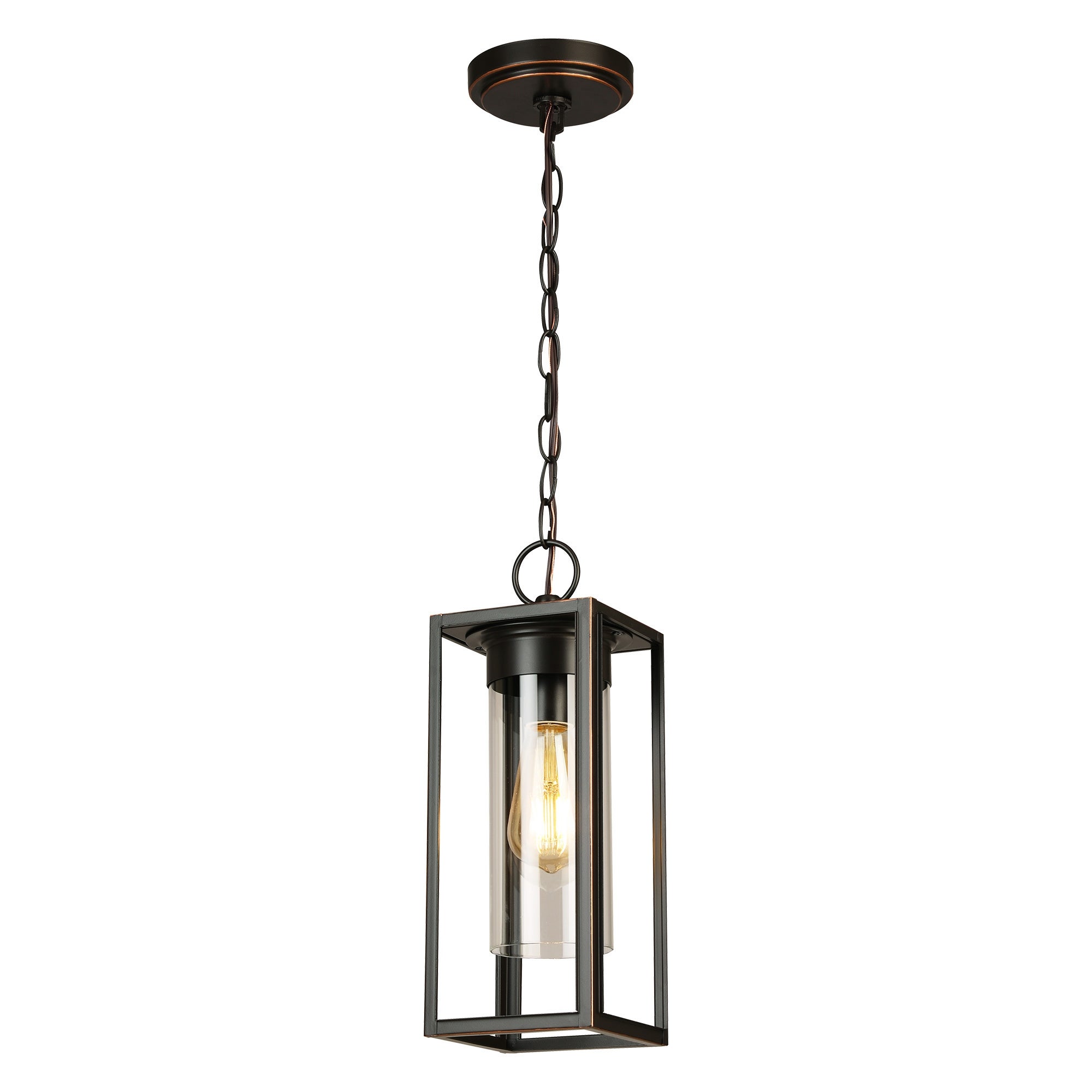 Eglo Walker Hill 1-Light Oil Rubbed Bronze Outdoor Pendant with Clear Glass - Mycitystee