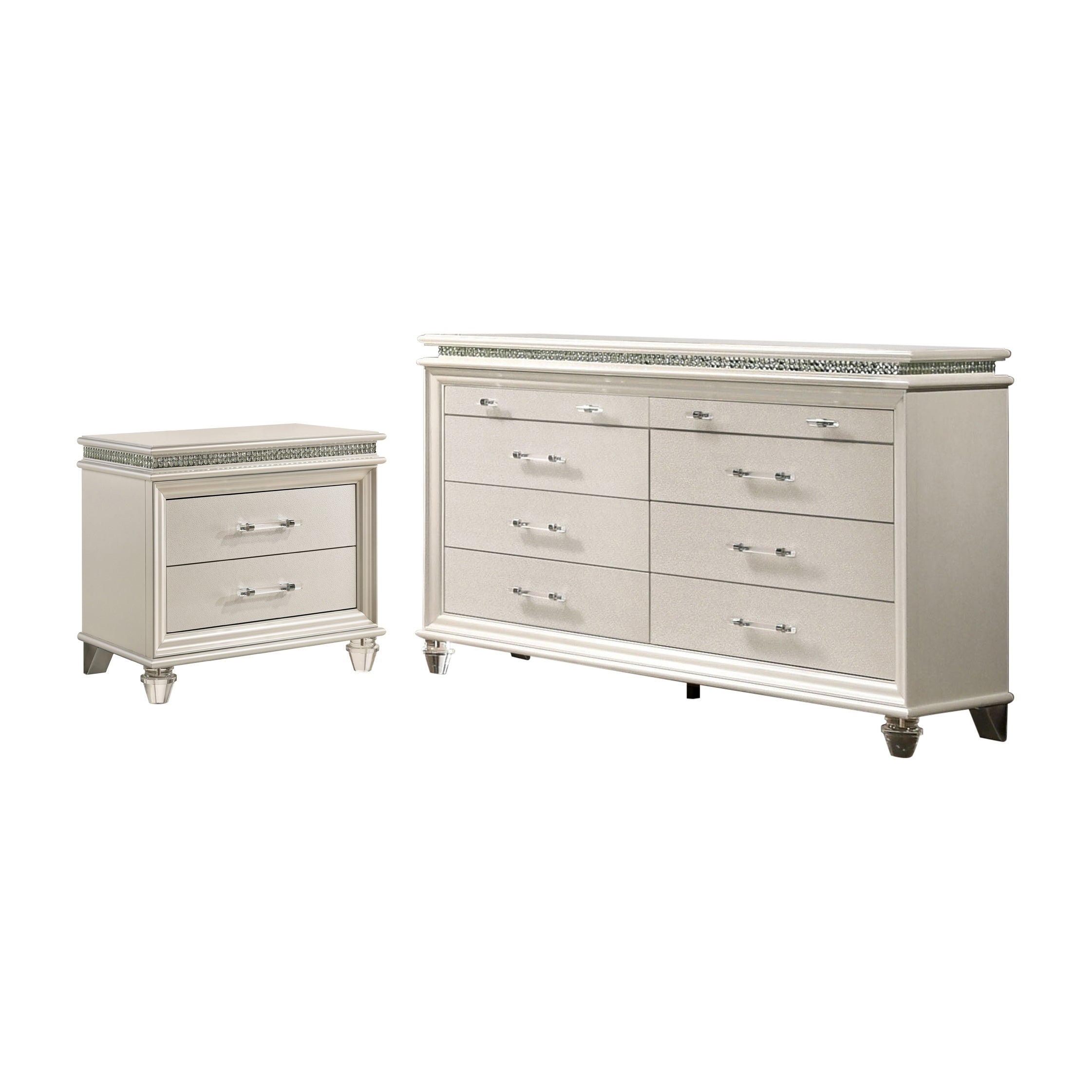 Furniture of America Xian White 2-piece Nightstand and Dresser Set - - 30374777 - Mycitystee