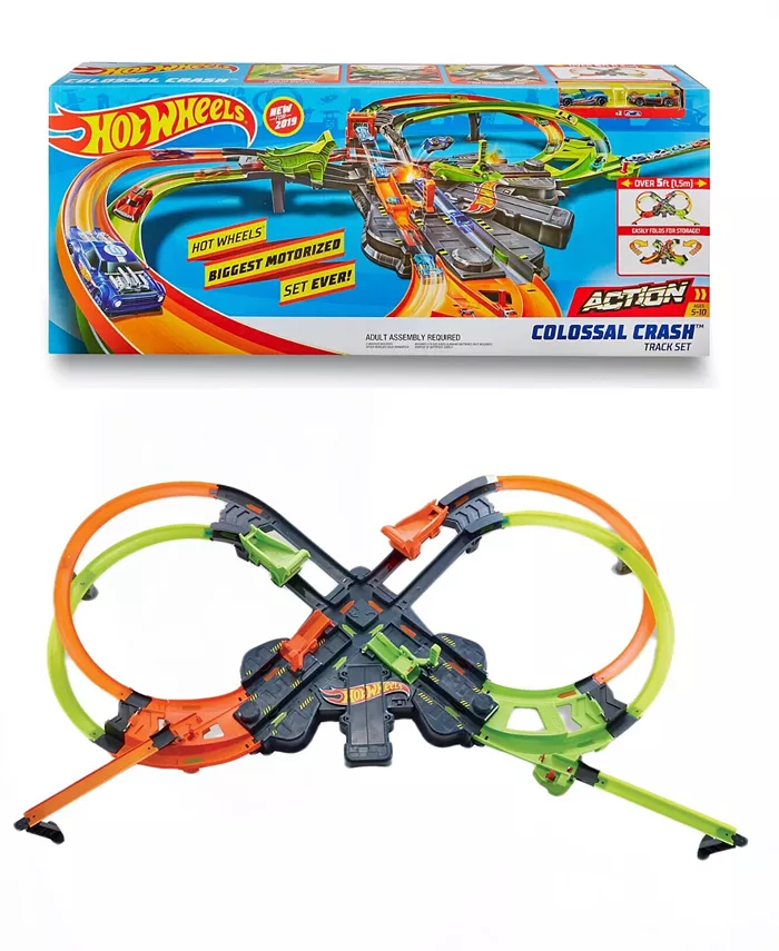 Mattel Hot Wheels Colossal Crashing Race Track Play Set， 22 Pieces - Mycitystee