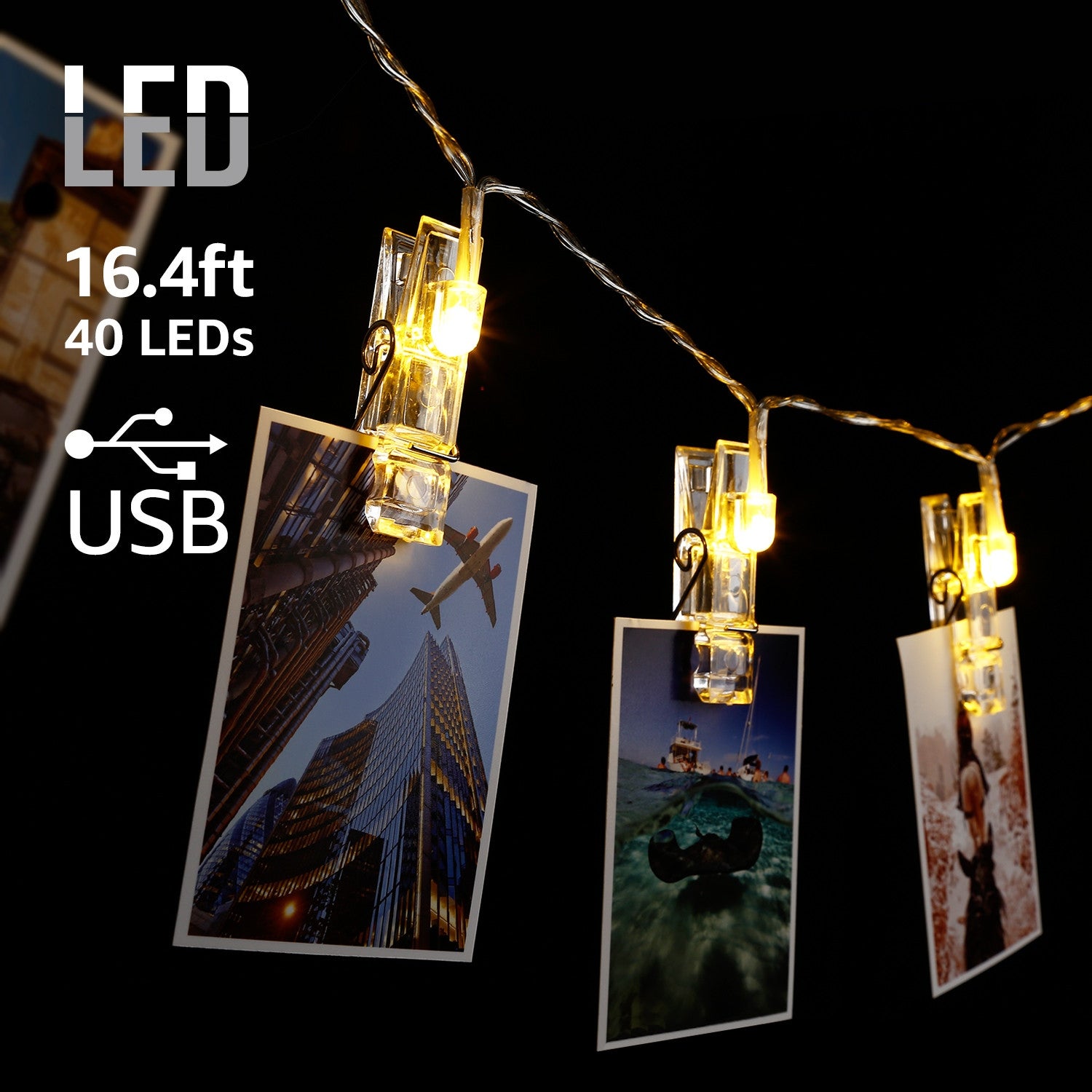 16.4ft 40 LEDs Card Photo Clip USB String Lights - Mycitystee