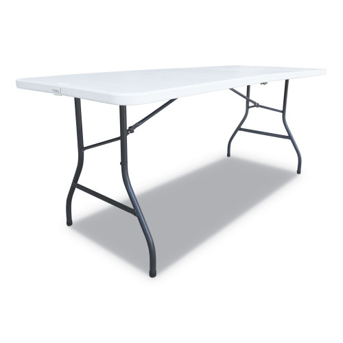 Alera Fold-in-Half Resin Folding Table， Rectangular， 72w x 29.63d x 29.25h， White (FR72H) - Mycitystee