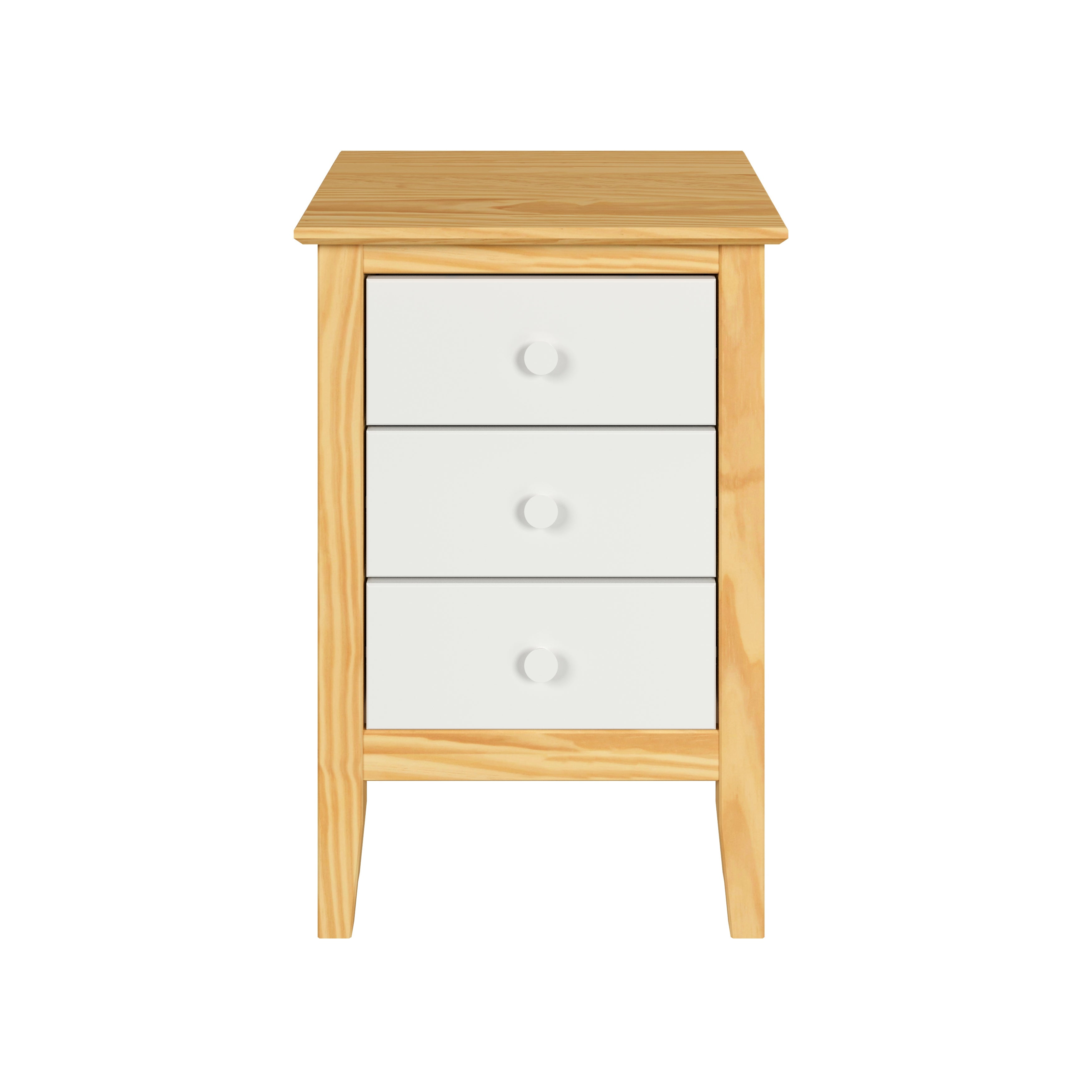 Adeptus Solid Wood Easy Pieces 3 Drawer End Table Natural w/White Front， White and Natural Knobs - - 37177994 - Mycitystee