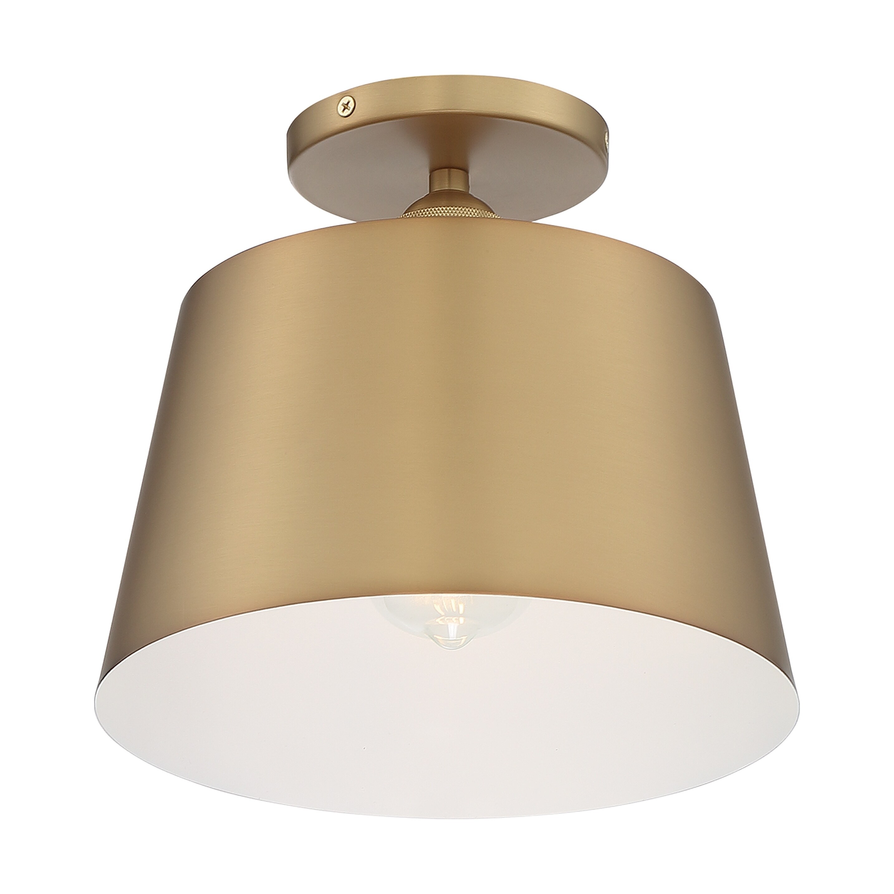 Nova Lighting One Light Semi Flush Mount Motif Brushed Brass / Whit - Exact Size - Mycitystee